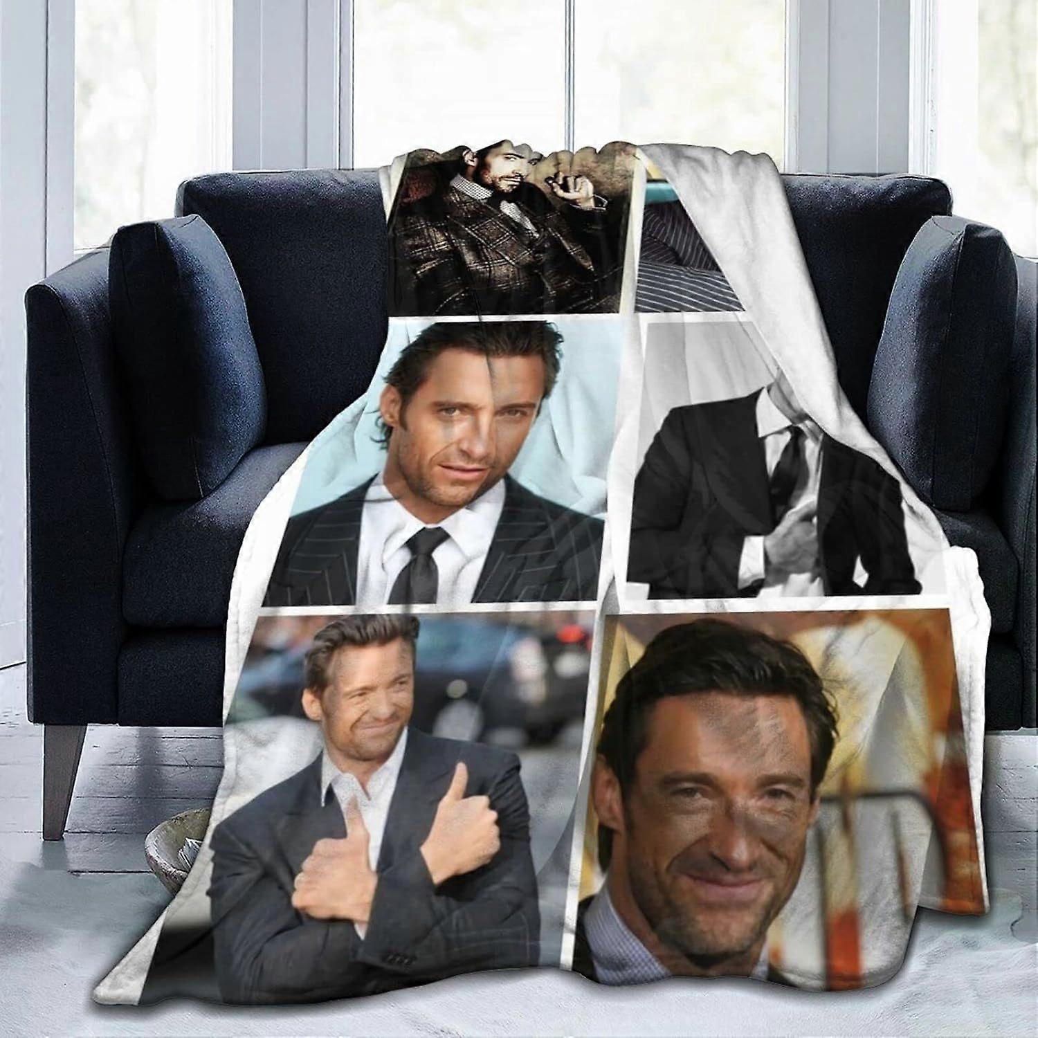 Kerota Throw Blanket Cozy Lightweight Warm Ultra-Soft Micro Fleece Blanket Hugh Wolf Jackman Sofa Bl