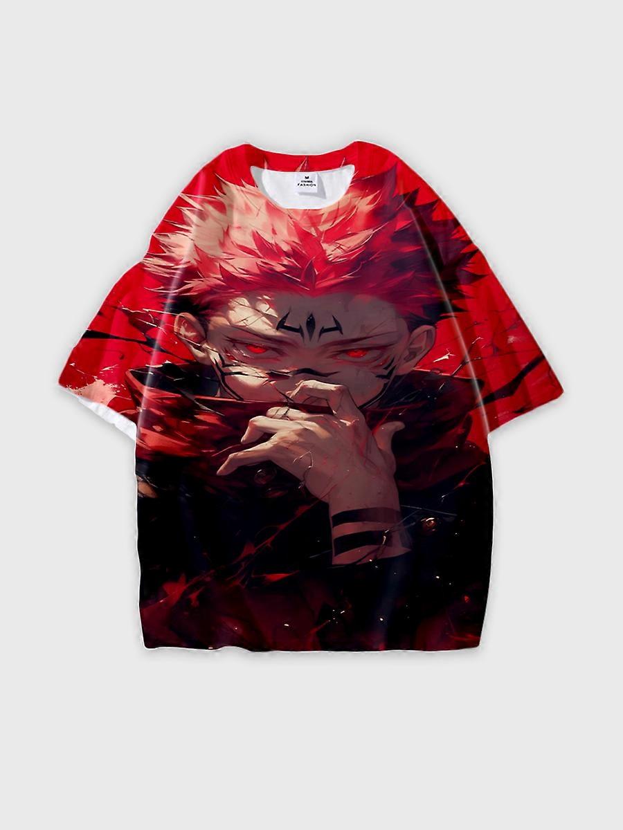 T-shirt round neck Character Pattern loose short sleeve P2800