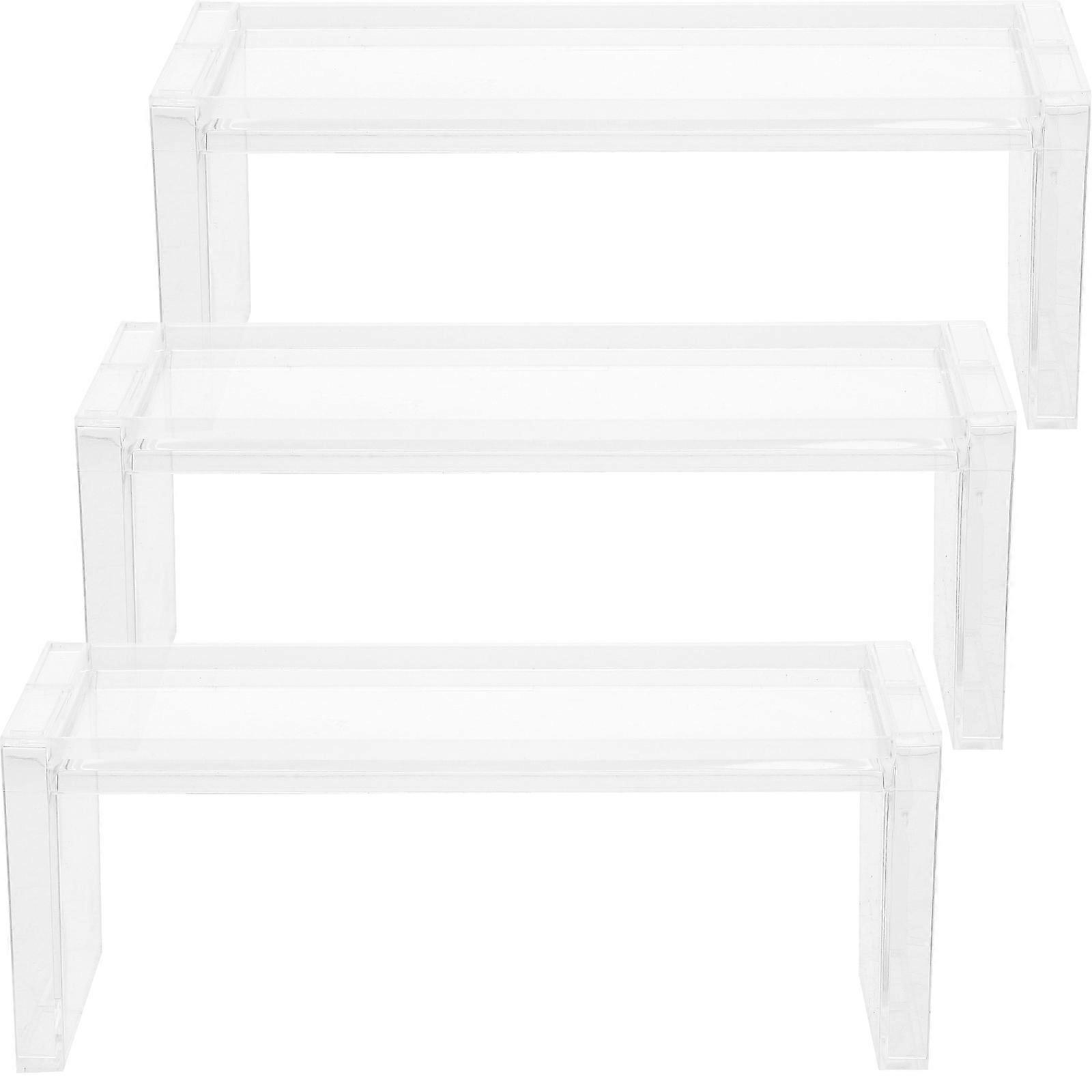 3pcs Rectangular Transparent Display Stands for Collectibles – Versatile Tabletop Storage Racks for Dolls, Models & Items – Ideal for Homes & Retail