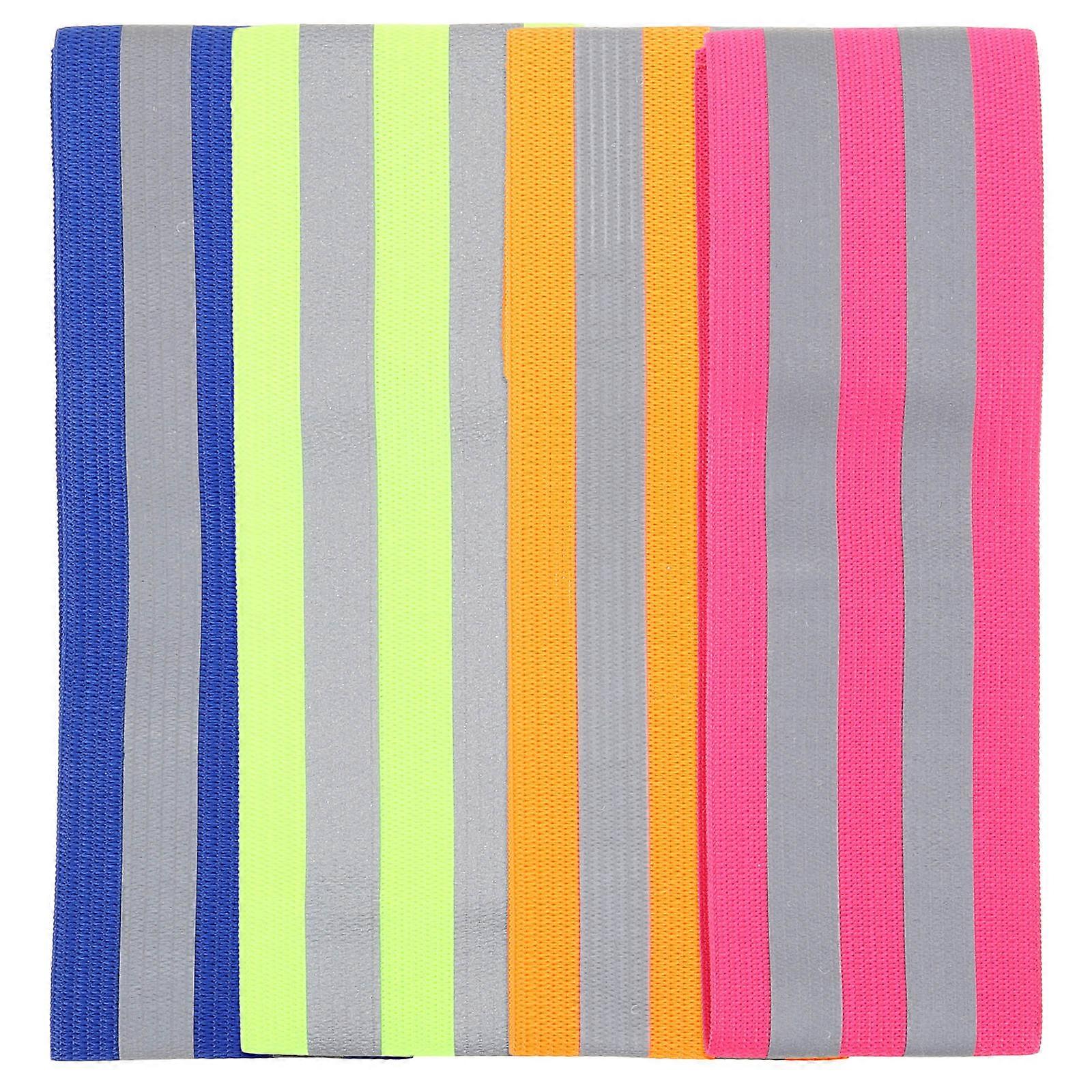Reflective Wristband Night Running Gear For Sports Activities Green Polyester 4 Pairs