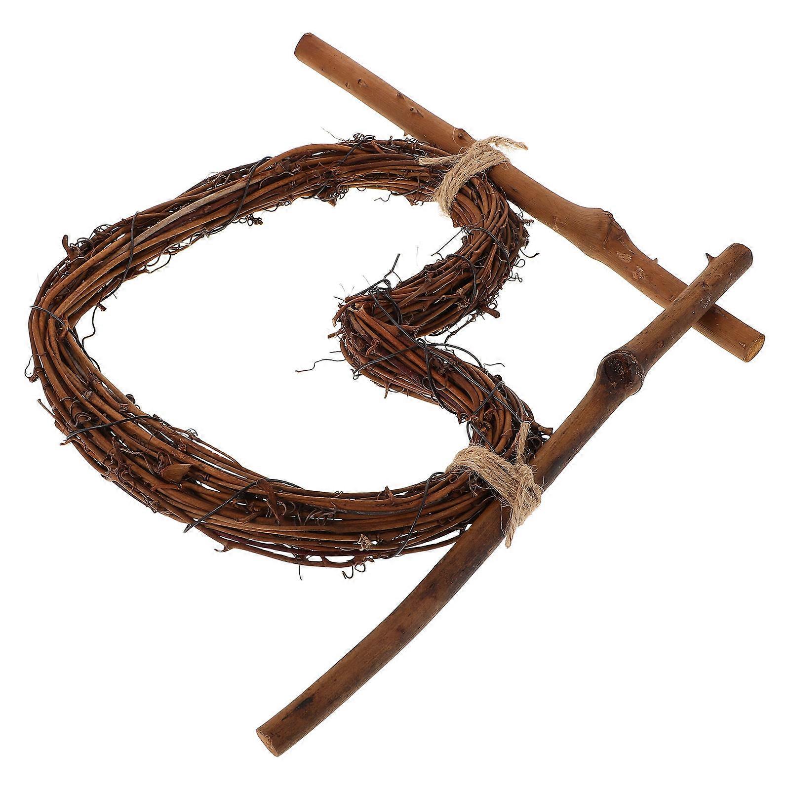 籐リースハート型フレーム幼稚園装飾ショッピングモールウィンドウディスプレイブラウンカラー36.00X26.00X2.30CM DIYベース1セット