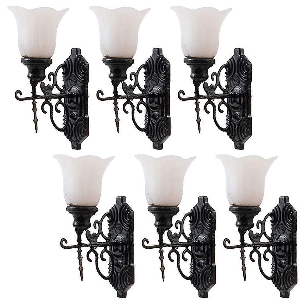 6pcs Mini Yard Lights Model Decorations for Sand Table and Doll House ABS Material Multi Color