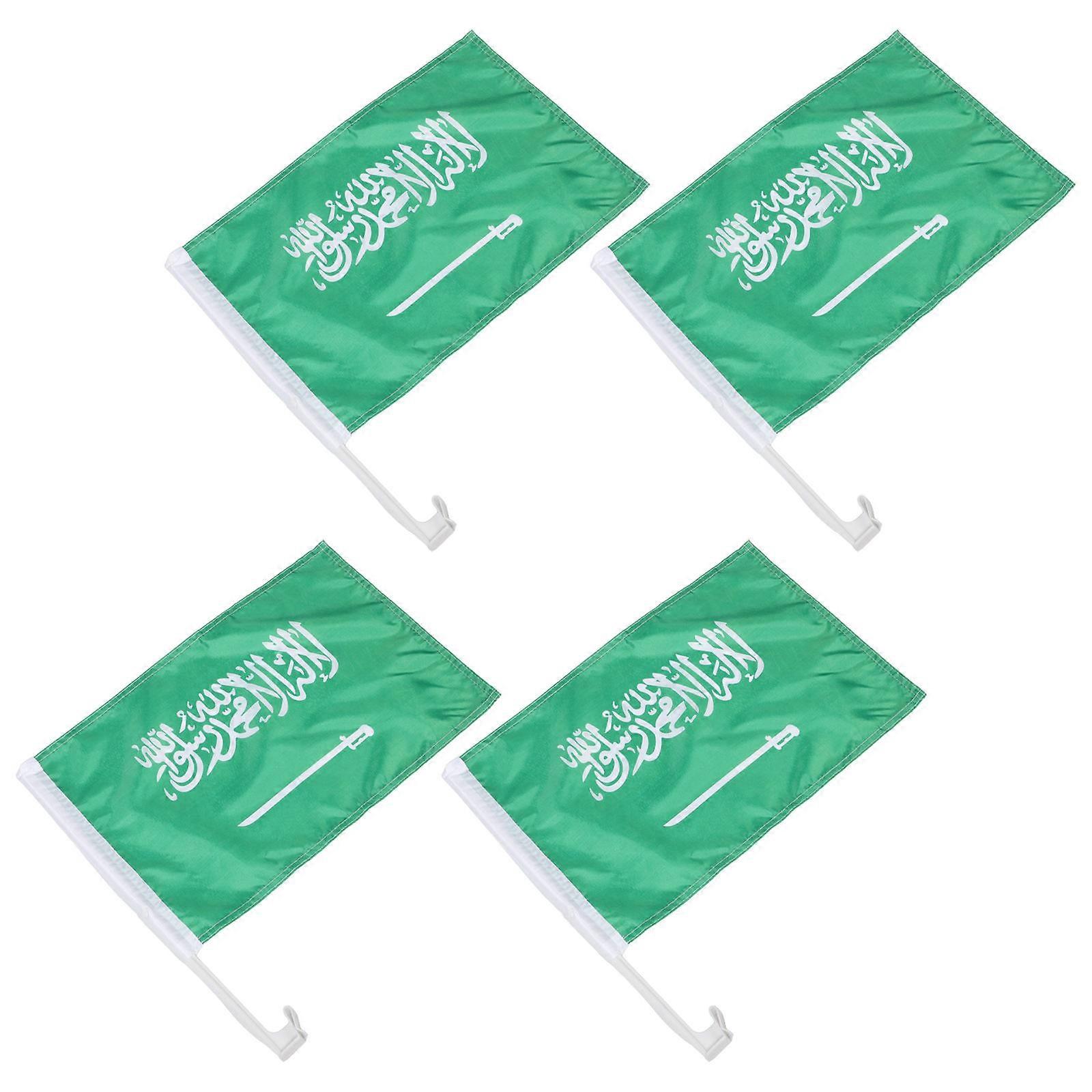 Saudi Arabia Car Flag Set Featuring 4Pcs Auto Window Clip Pole Flags