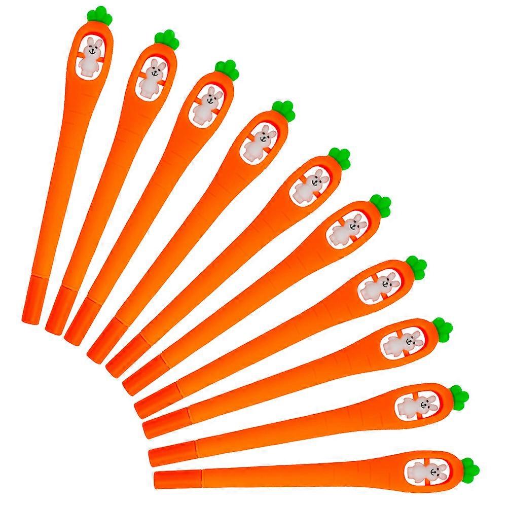 Carrot Shape Gel Ink Pens Set of 10   Cute Rabbit Design Smooth Writing Pens for School Office Use Safe Materials Stationery