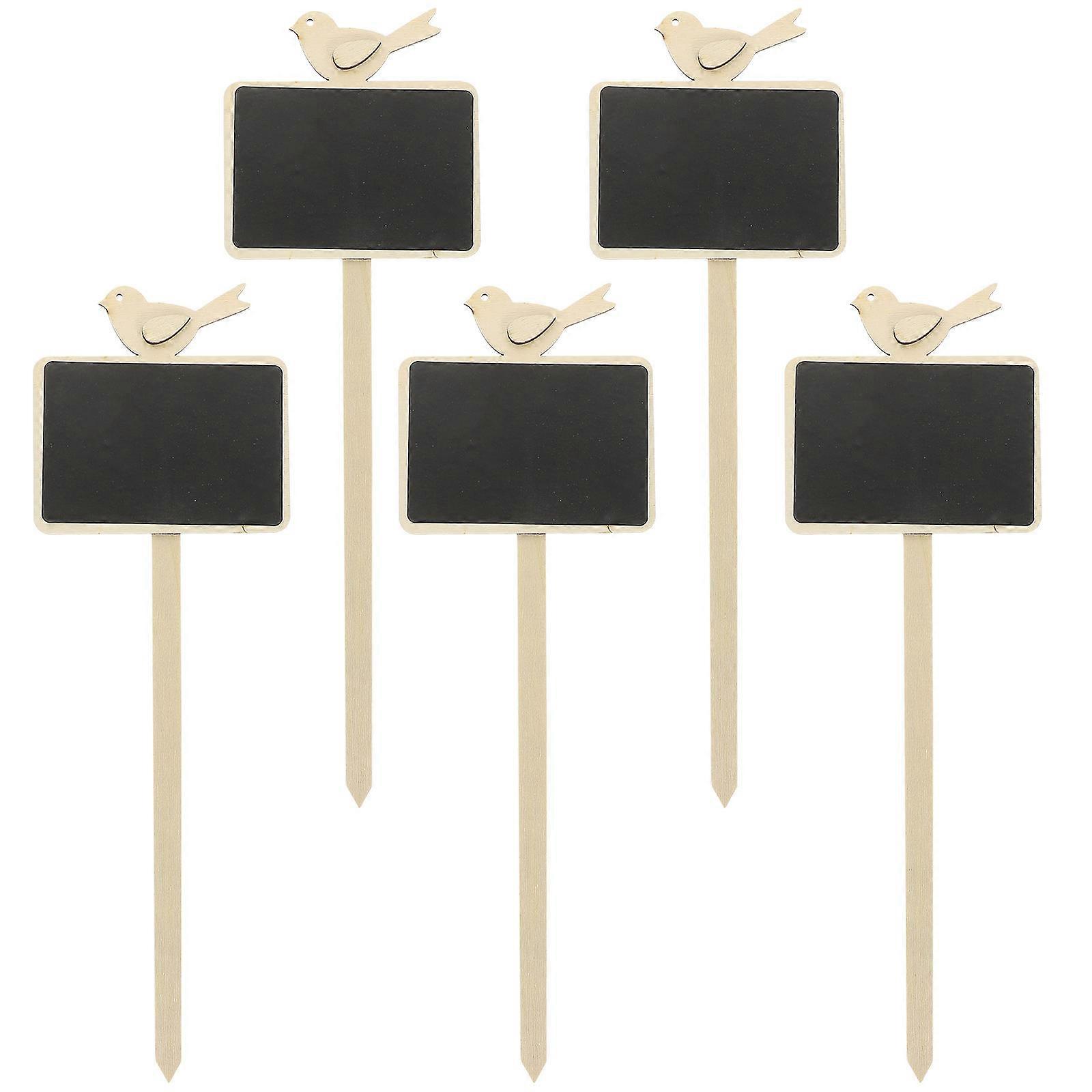 5PCS Wooden Chalkboard Stakes Labels for Practical Message Board Sign Picks