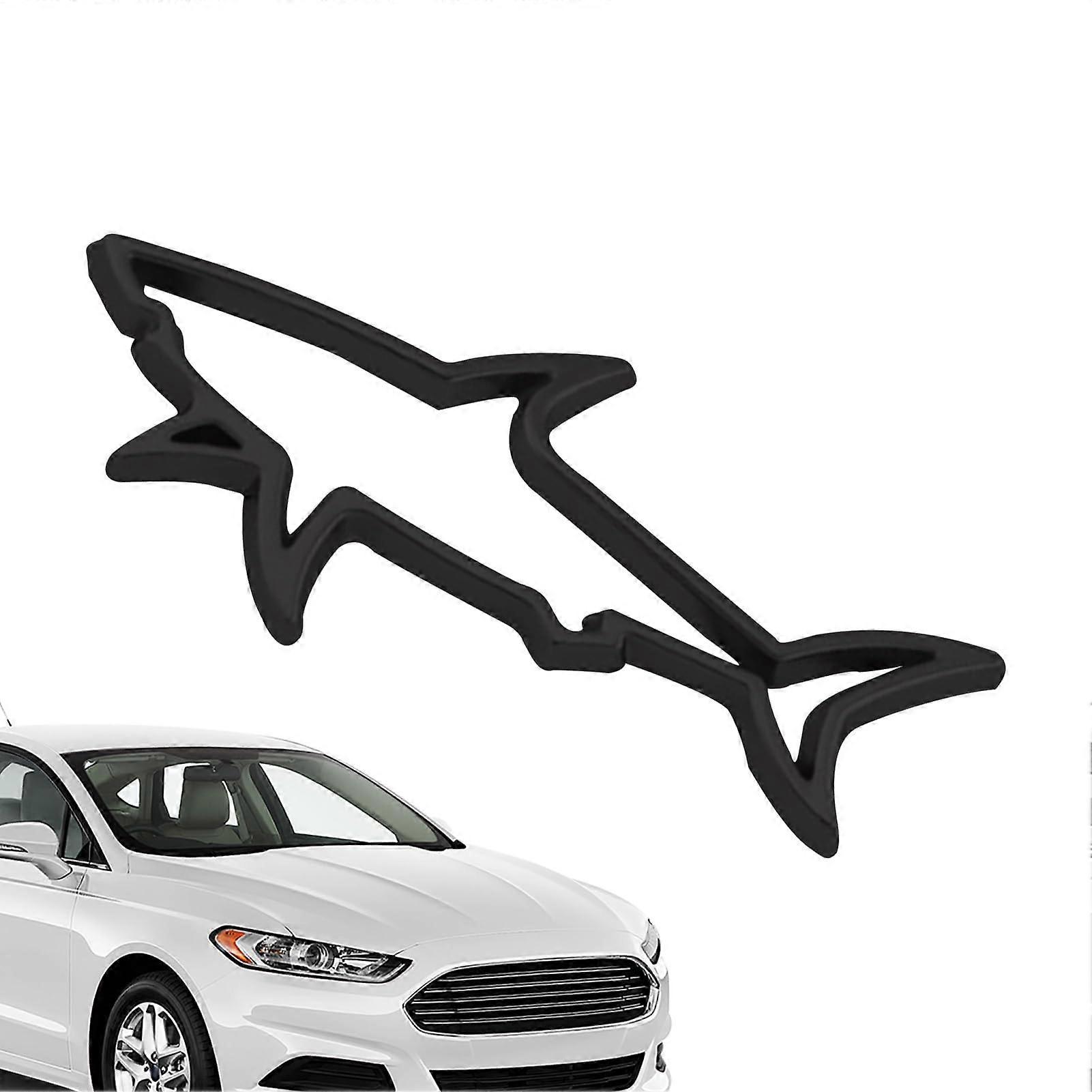 Metal Car Sticker Shark Car Emblem – Weatherproof, Hollow , Decoration for Modification, License Plate Frame, Motorcycle, Tailgate, Black