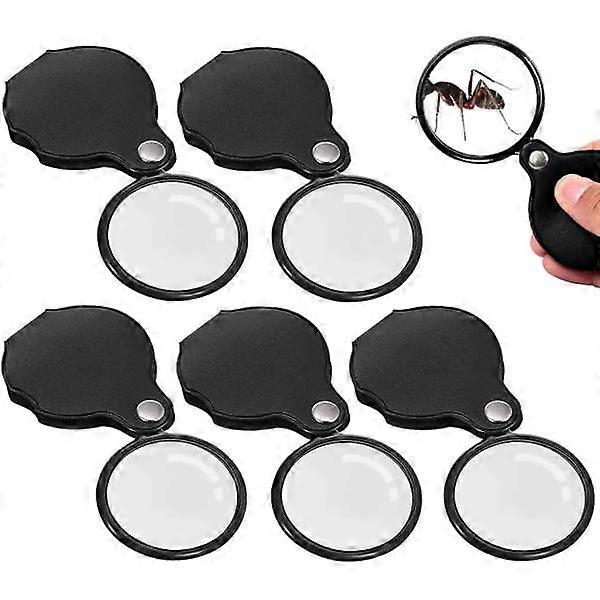 5 pcs Mini Reading Glasses Pocket Magnifier x10 Folding Pocket Magnifier Non-slip Soft Rubber Handle for Science