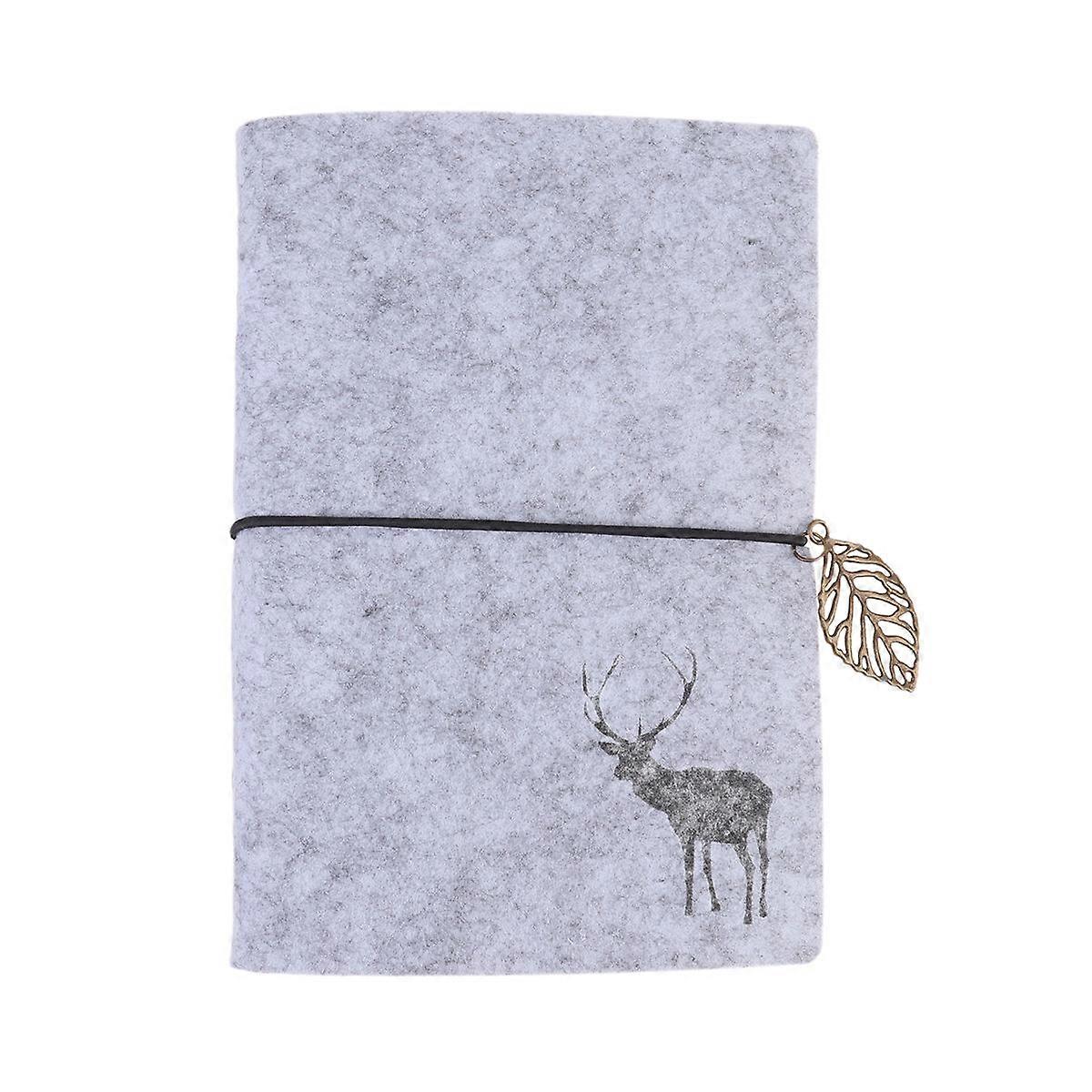 Felt Cover Notebook for Writing Use with Environmentally Friendly Paper A6 Size Light Grey