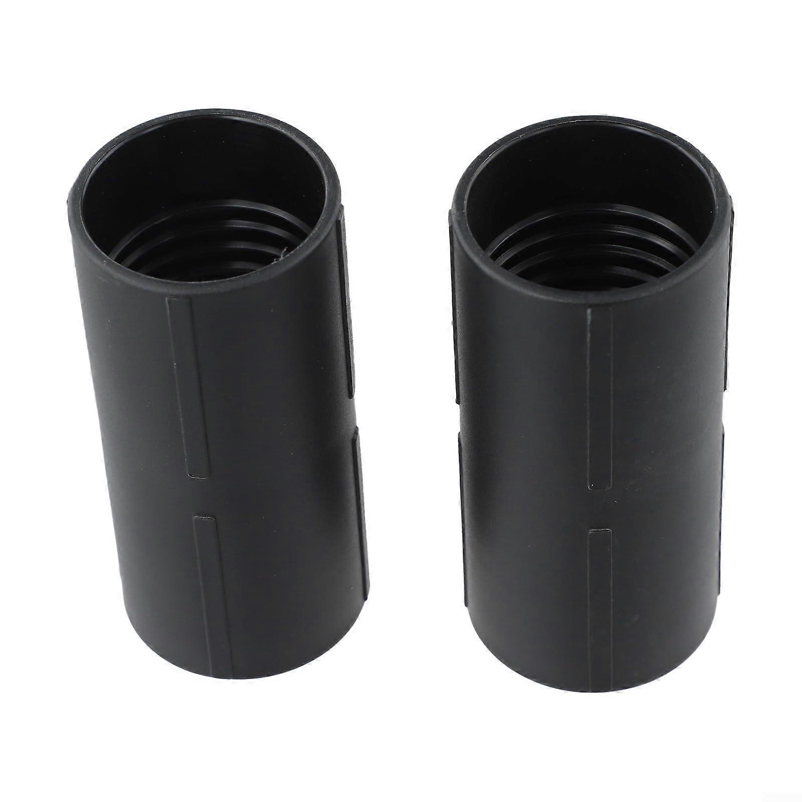 Vacuum Hose Extension Adapter Inner Diameter Two-Way Threaded Hose Connection Black Plastic 2 Pieces