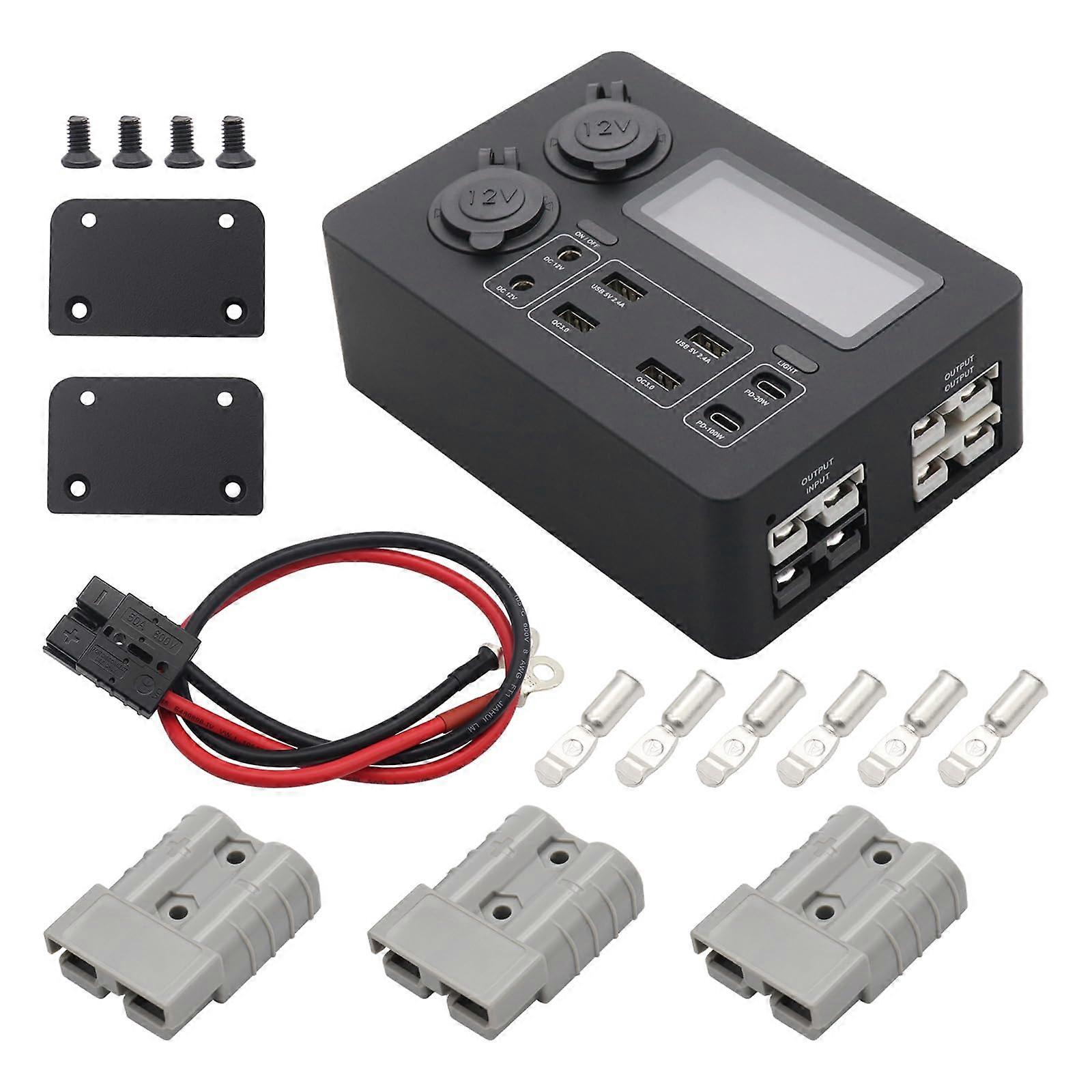 Intelligent Car USB Charging Station with LED Light, Type C Port, Emergency Power Management, Compact Design