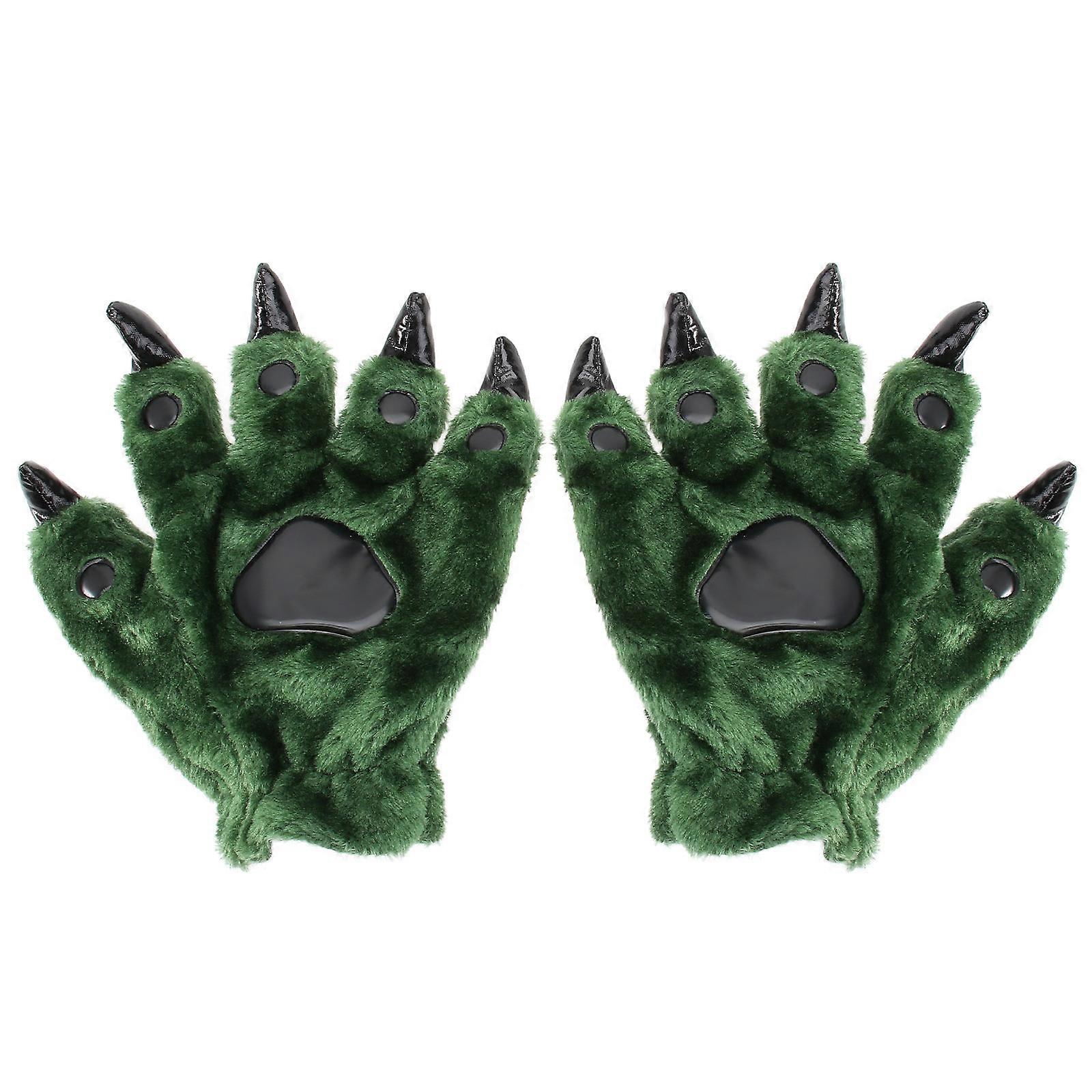 Plush Dinosaur Claw Gloves Designed For Fancy Dress Parties Offering Warmth Retention For Adults 1 Pair