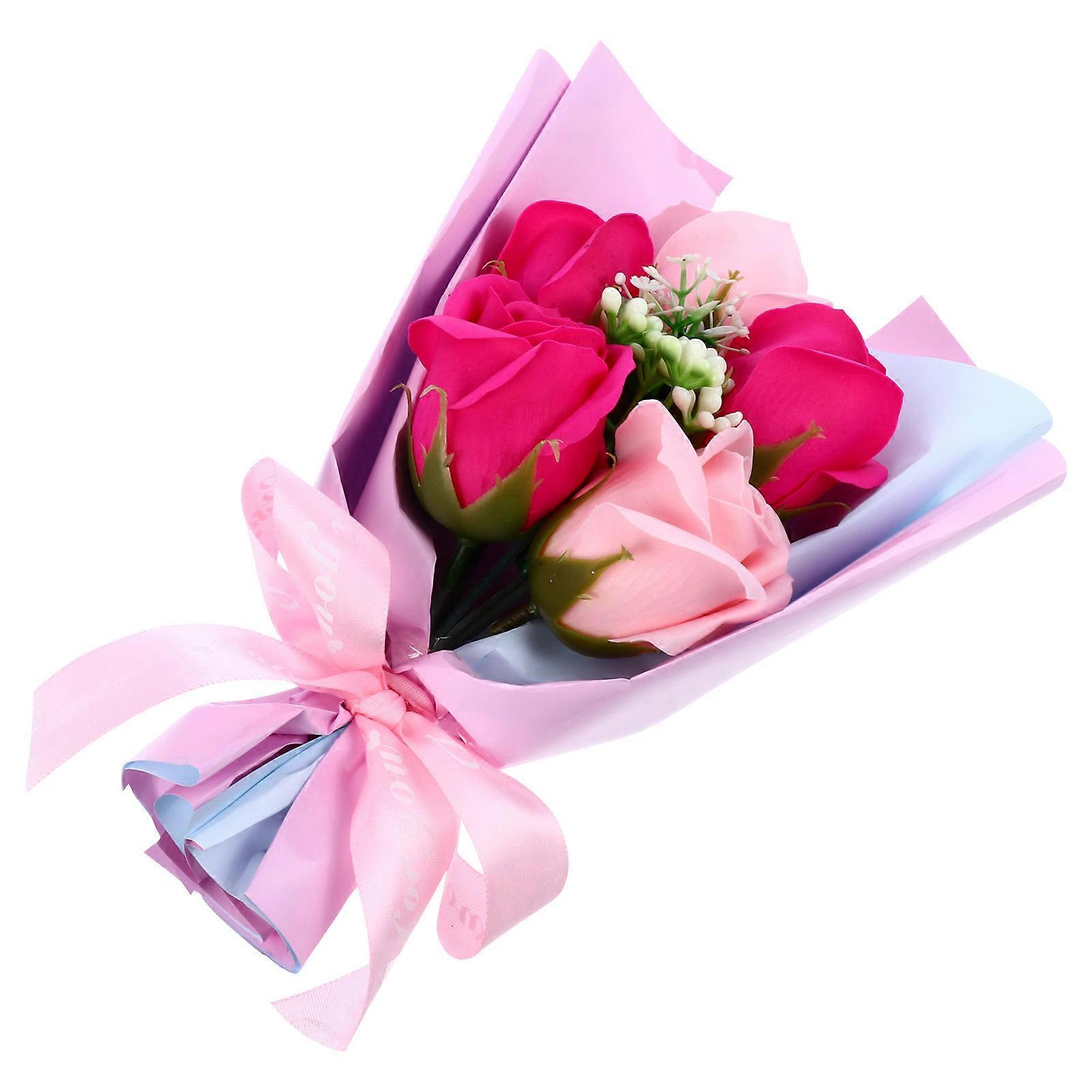 Artificial Rose Bouquet Gift Box For Valentine's Day Featuring Materials For Romantic Occasions Designed In Rosy Color 1Pack