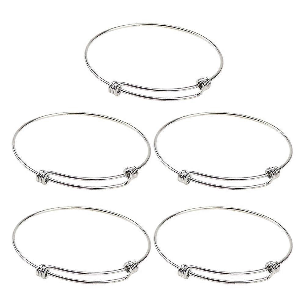 Adjustable Stainless Steel Bangle Bracelets   5pcs Expandable Wire Design Jewelry Making Kit for Custom Charms, Unisex, No Size or Color Specified