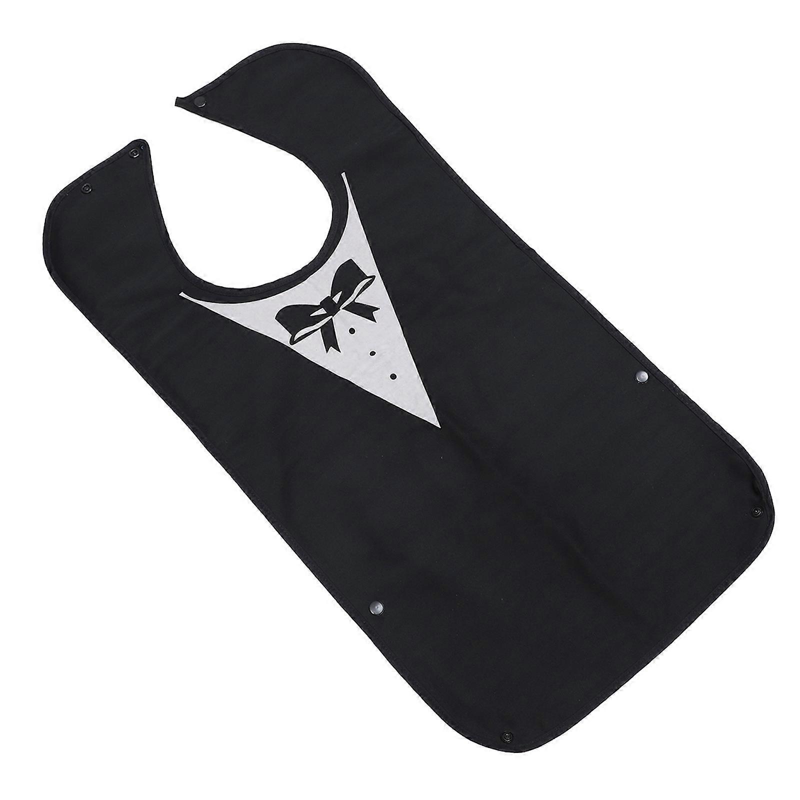 Practical Black Waterproof Bib For Adults And Elderly Eating 68X35CM 1Pack