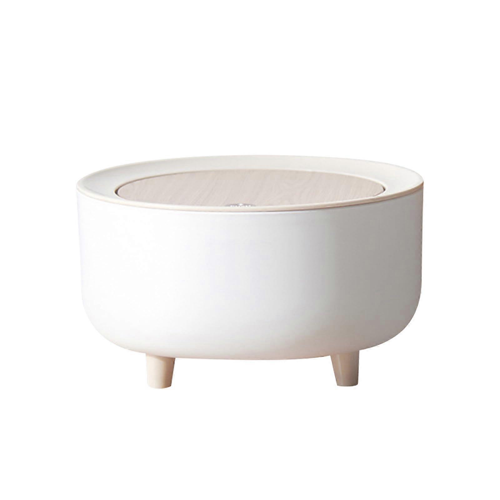 Mini trash can with press lid, quality plastic, wood grain, Nordicminimalist