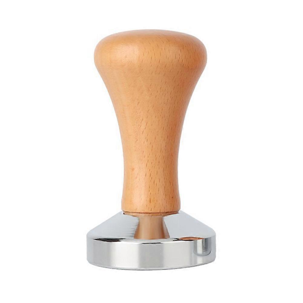 Coffee Tamper 51mm/53mm/58mm Wooden Ground Coffee Hammer 304 Flat Base Stainless Steel Coffee Maker for Espresso Grinder