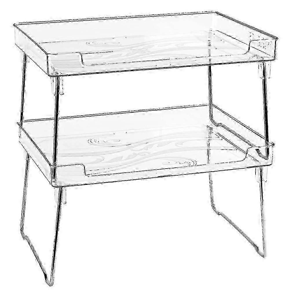Clear Stackable Shelf, Kitchen Counter & Cabinet Shelves, Pantry Organizer Rack