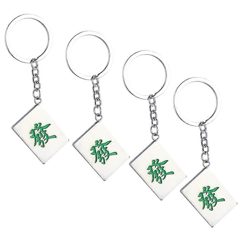 4Pcs Mahjong Keychains Hanging Ornament For Friends In Multi Color Zinc Alloy