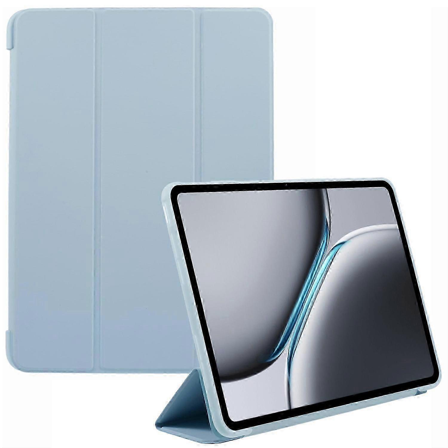 For OnePlus Pad 2 Case PU Leather+Silicone Tri-Fold Stand Tablet Cover-Green