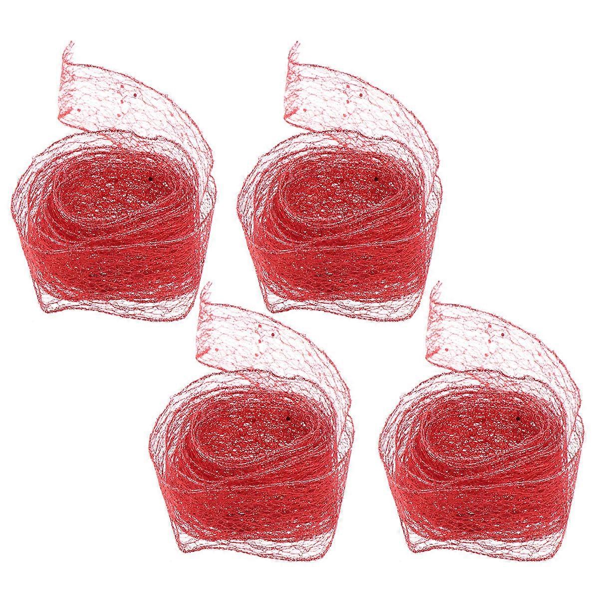 Red Christmas Ribbon for Decoration Premium Quality DIY Craft Projects 4pcs 2m