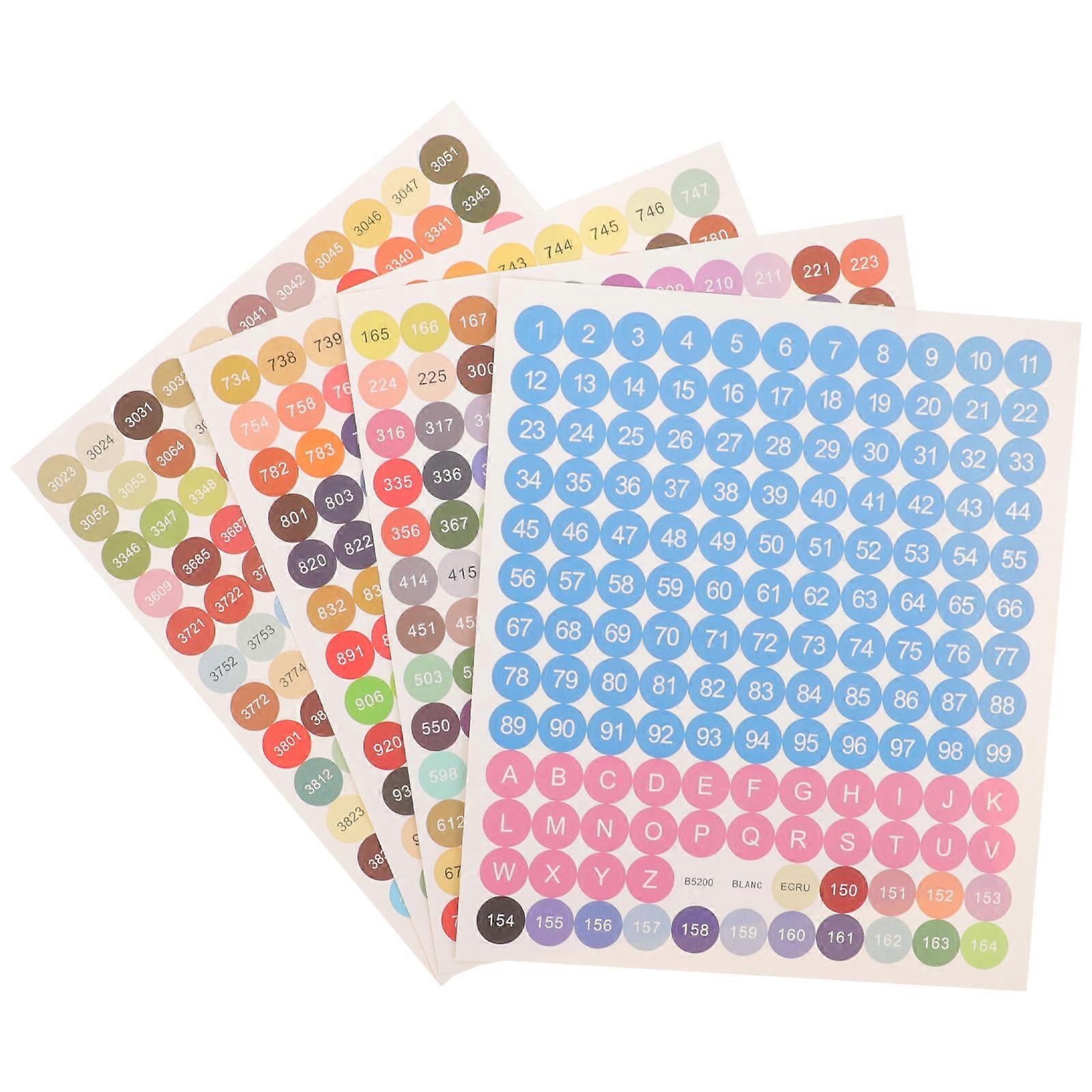 1 Set Colored Diamond Art Number Stickers Round Adhesive Labels for Item Classification Organization Storage Boxes Bottles