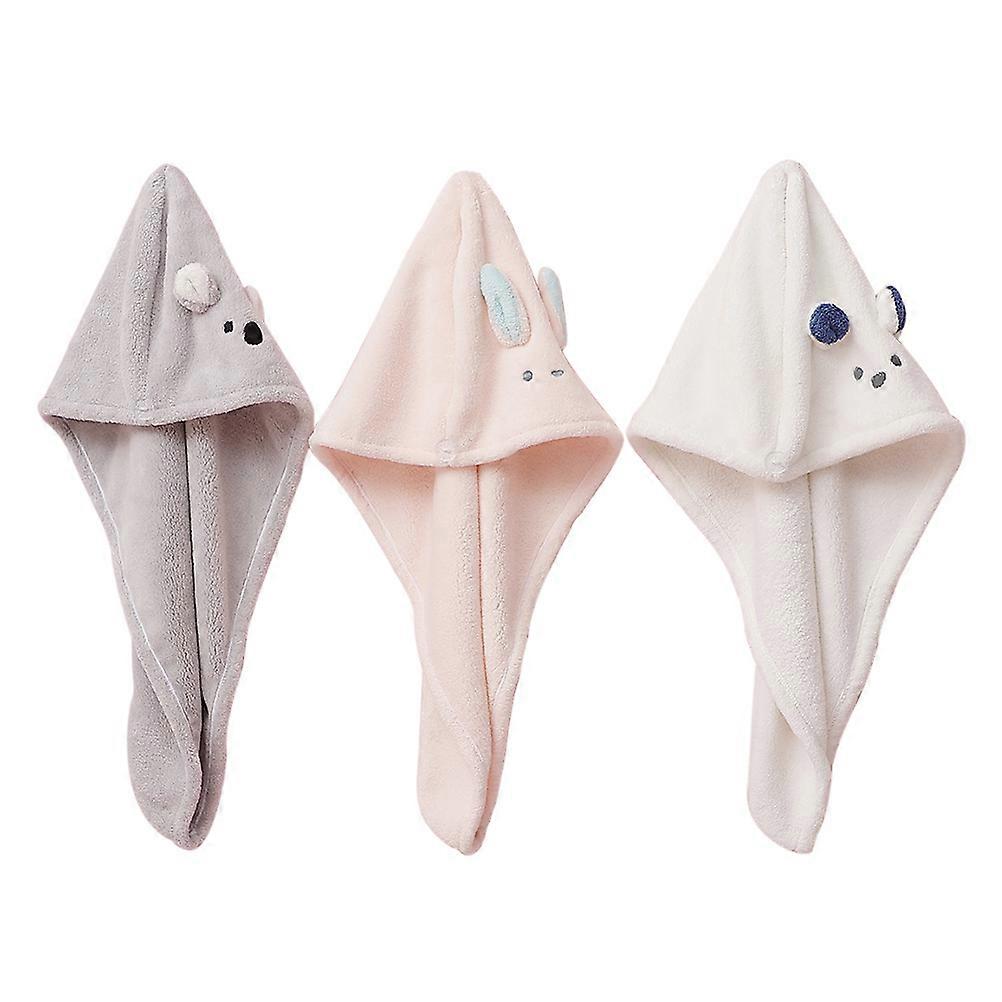 3 יחידות כובעי ייבוש שיער מצוירים צמר אלמוגים עטיפות ייבוש מהיר לנשים - לבן, ורוד, אפור - בטוח, עמיד, ליומי, חדר כושר, נסיעות, אמבטיה