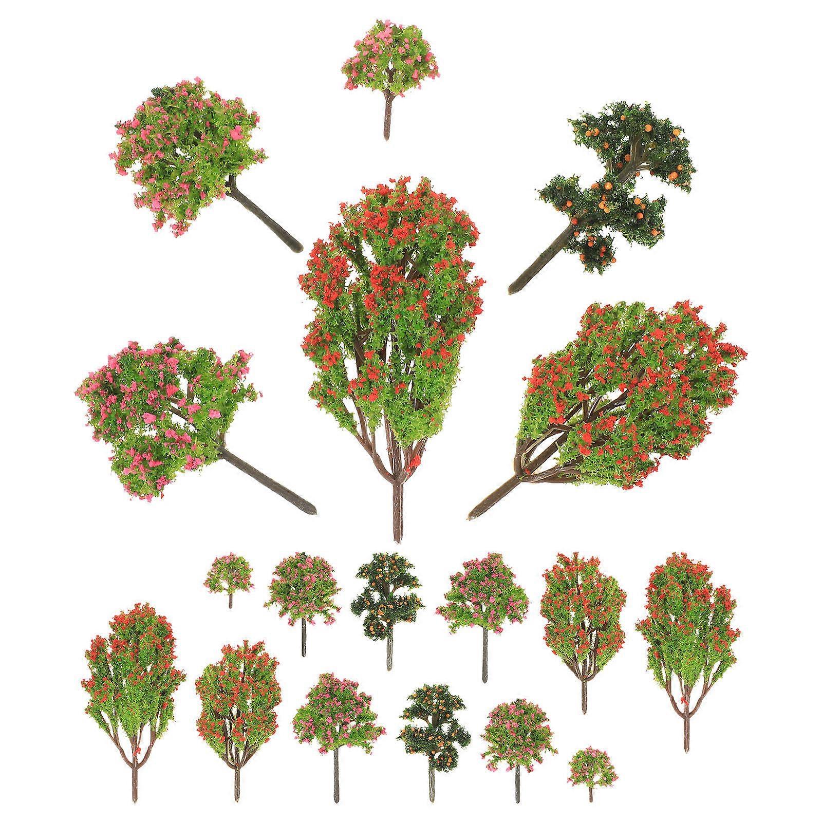 Plastic Trees For Diorama 18Pcs Miniature Scenery Model Train Scenery Assorted Color Practical Durable
