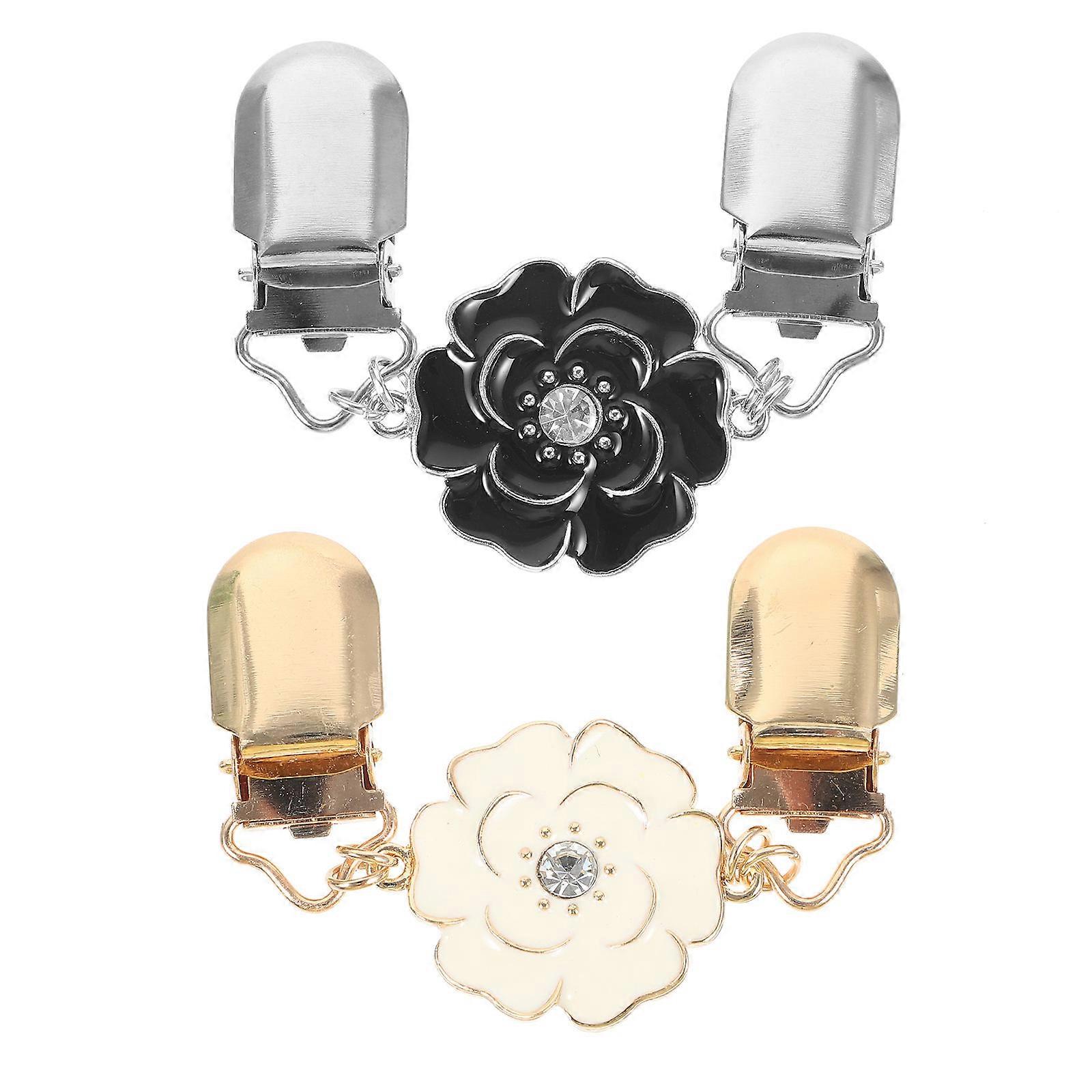 2 قطع سبائك زهرة بروش سترة مقاطع للنساء - ملحق فستان متعدد الوظائف مع مشبك شال ومشبك طوق لتزيين ملابس أنيقة