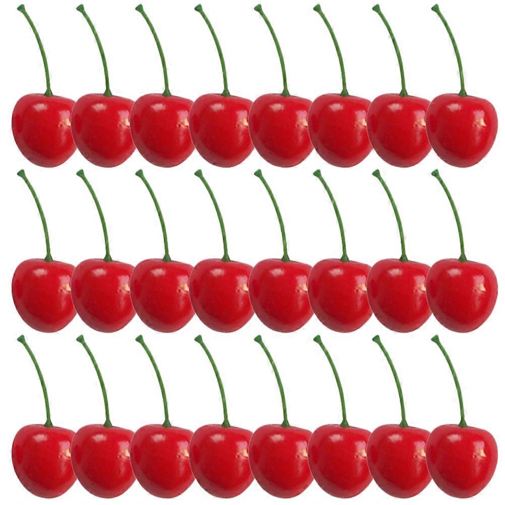 50pcs Realistic Fake Cherry Decorative Fruit for Desktop Display