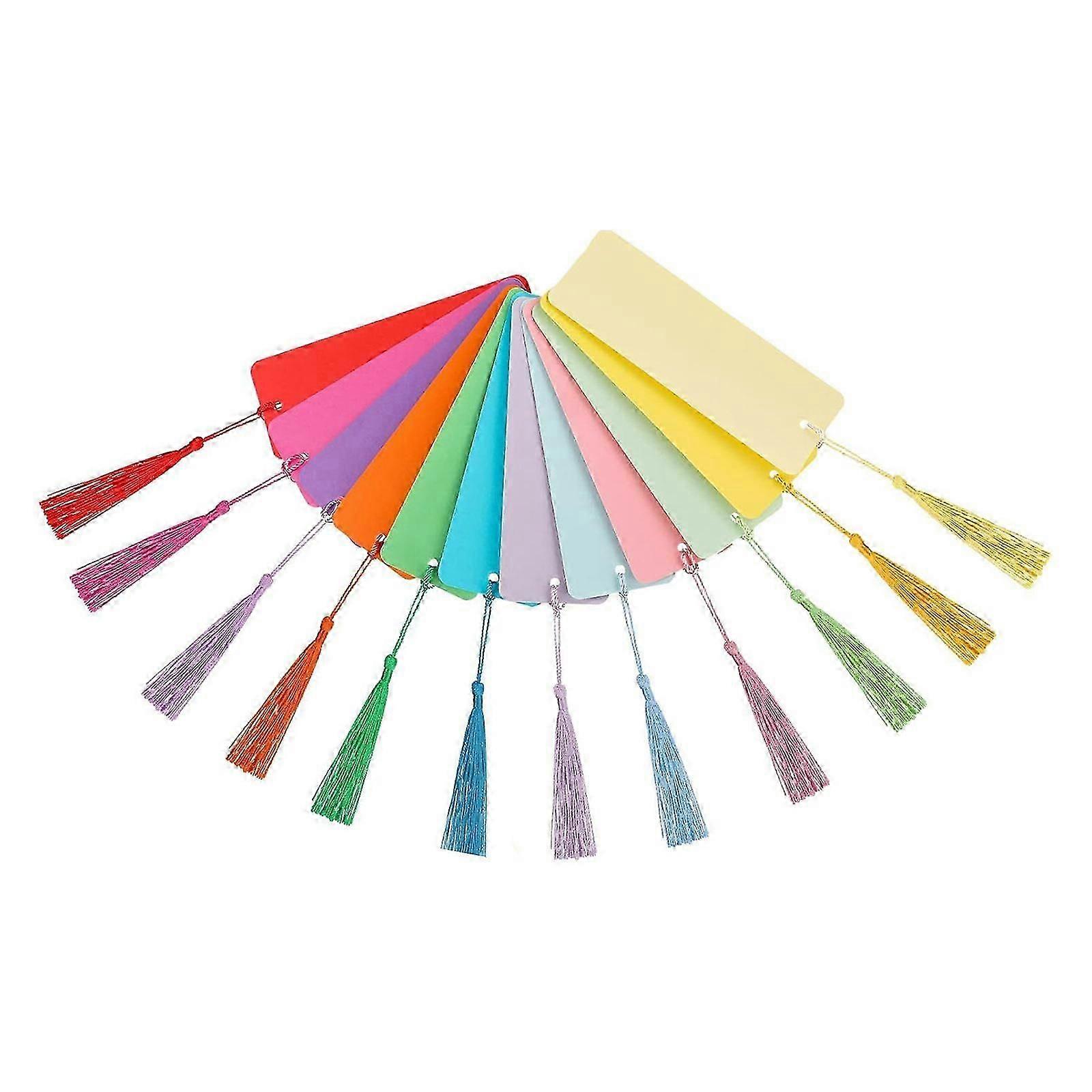 DIY Bookmarks Blank Book Marks Crafts for Classroom Project Blank Bookmarks Kraft Paper Bookmarks Colorful Tassels Craft