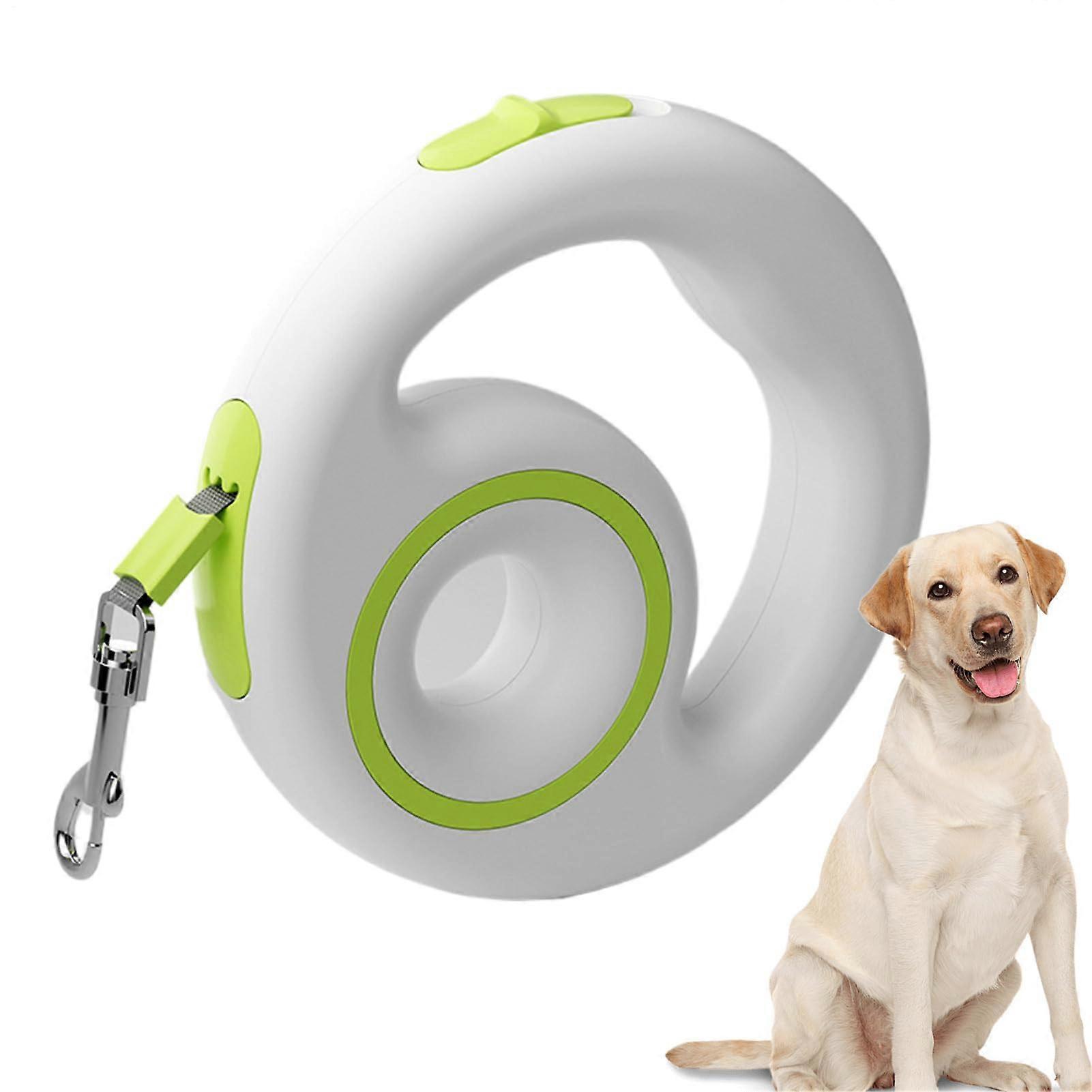 Retractable Dog Leash Automatic Telescoping Lightweight Non-Slip Training Cord With Damping For Camping And Hiking Green