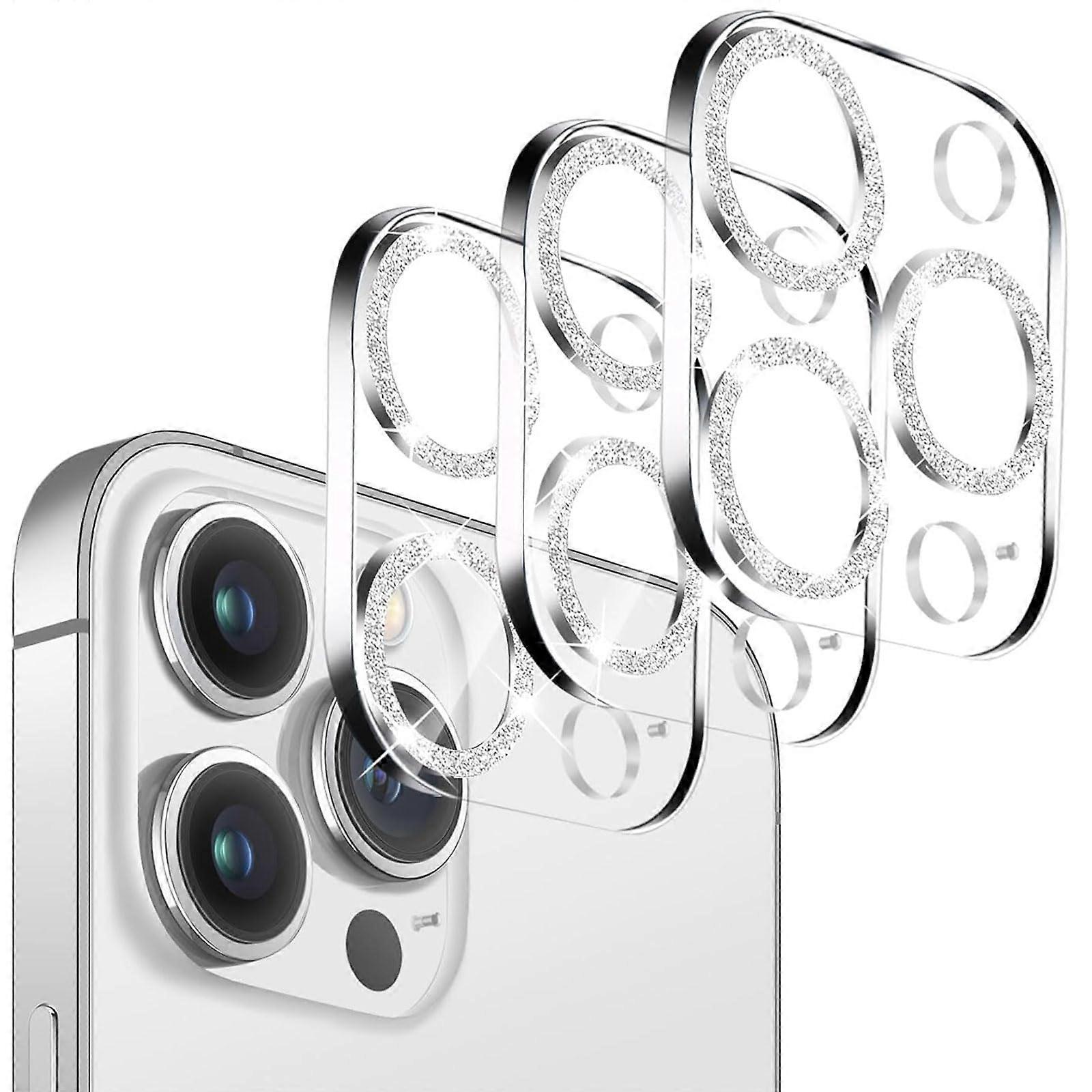 3 Pack Camera Lens Protector for iPhone 16 Pro/Pro Max, Scratch-Resistant HD Clear Full Coverage (White Diamond)