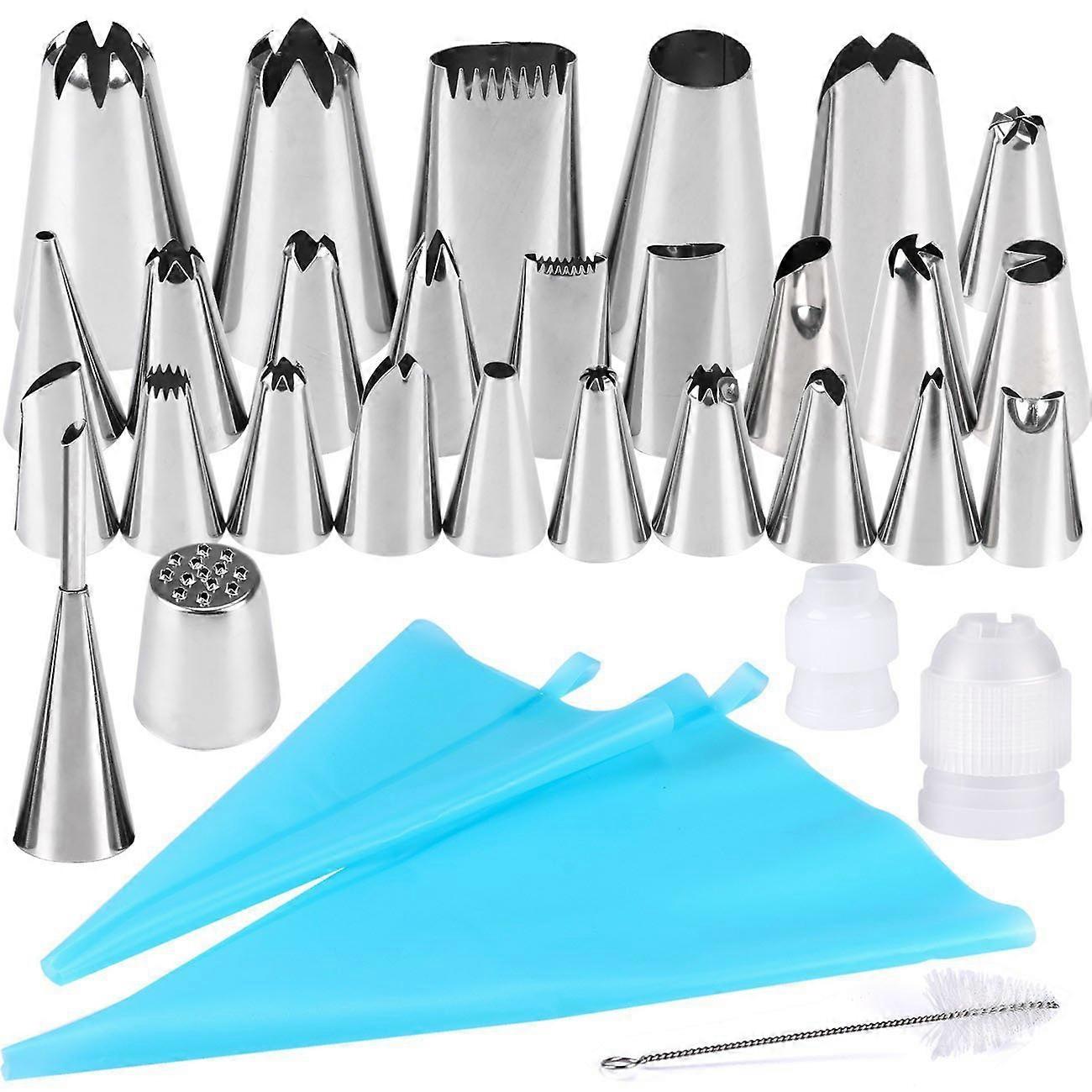 32-Piece Decorating Tip Set - Cake Tools (Blue)