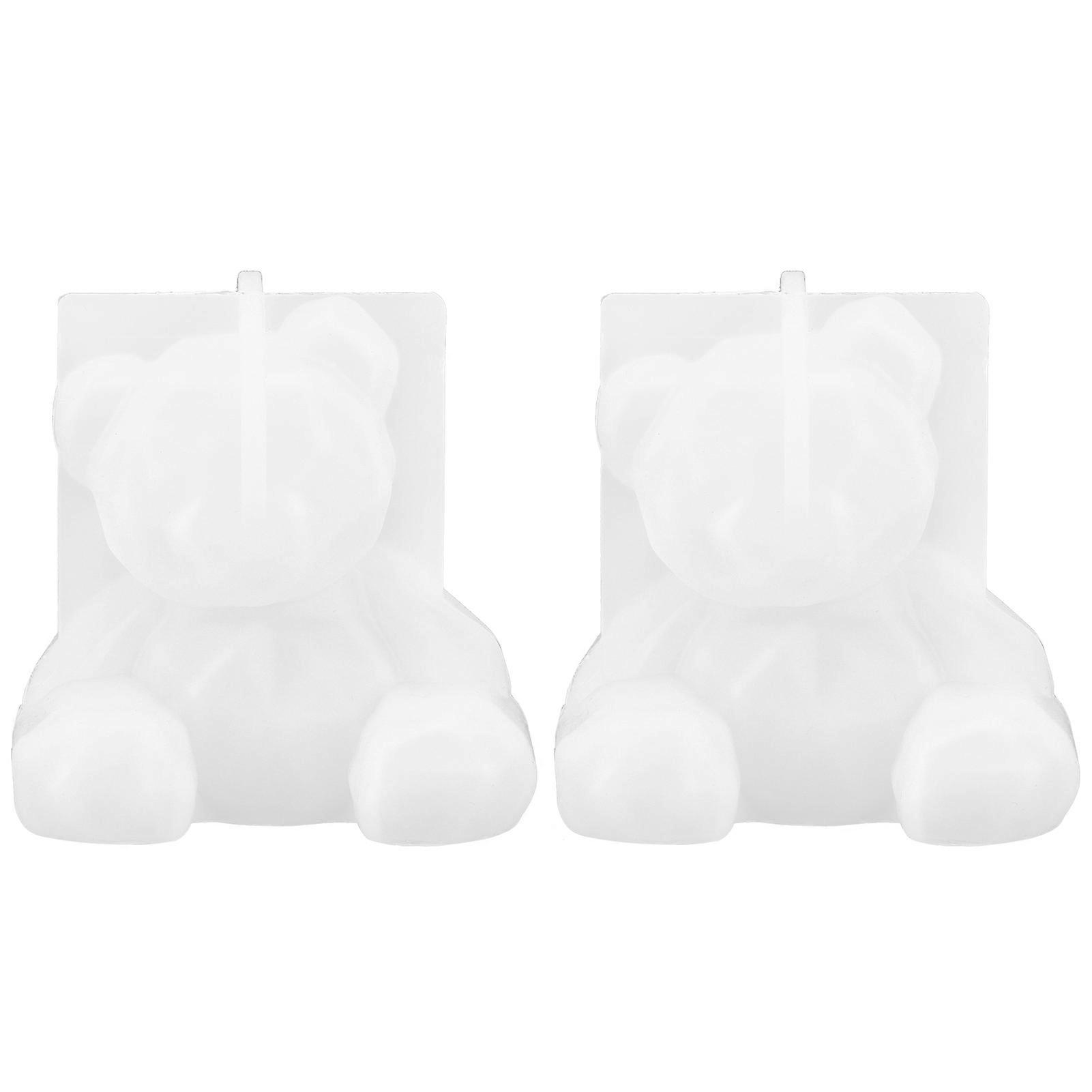 2 Pieces Three-Dimensional Bear Silicone Molds for DIY Crystal Epoxy Cake Decorating