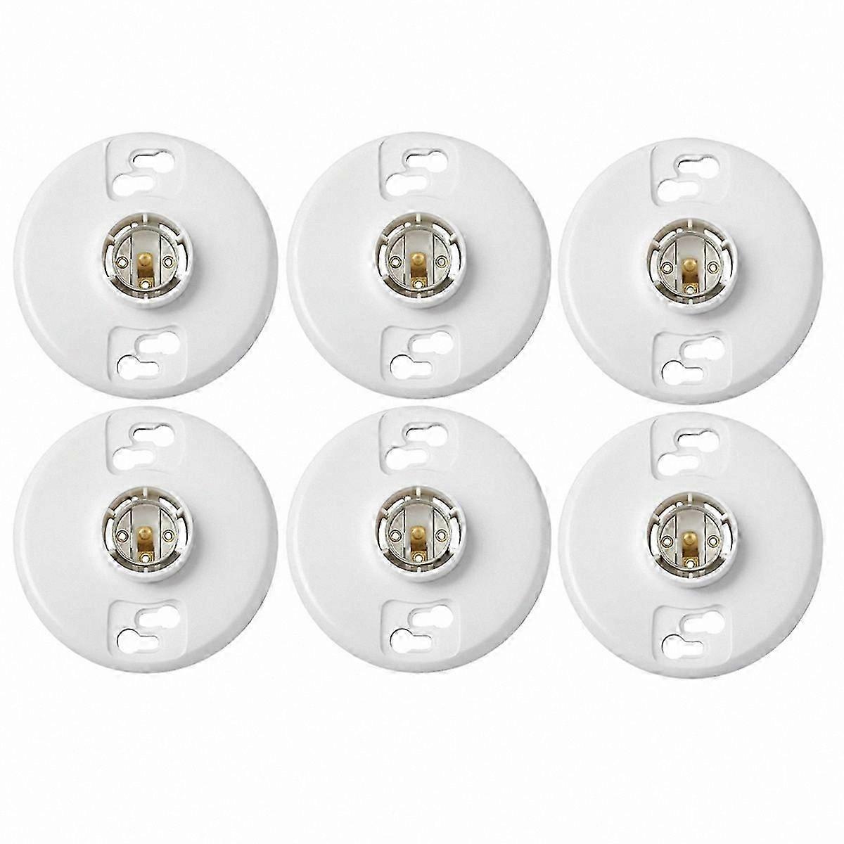 White Phenolic E26 Medium Base Lamp Holders, 6-Pack Keyless Ceiling Light Sockets for CFL Bulbs
