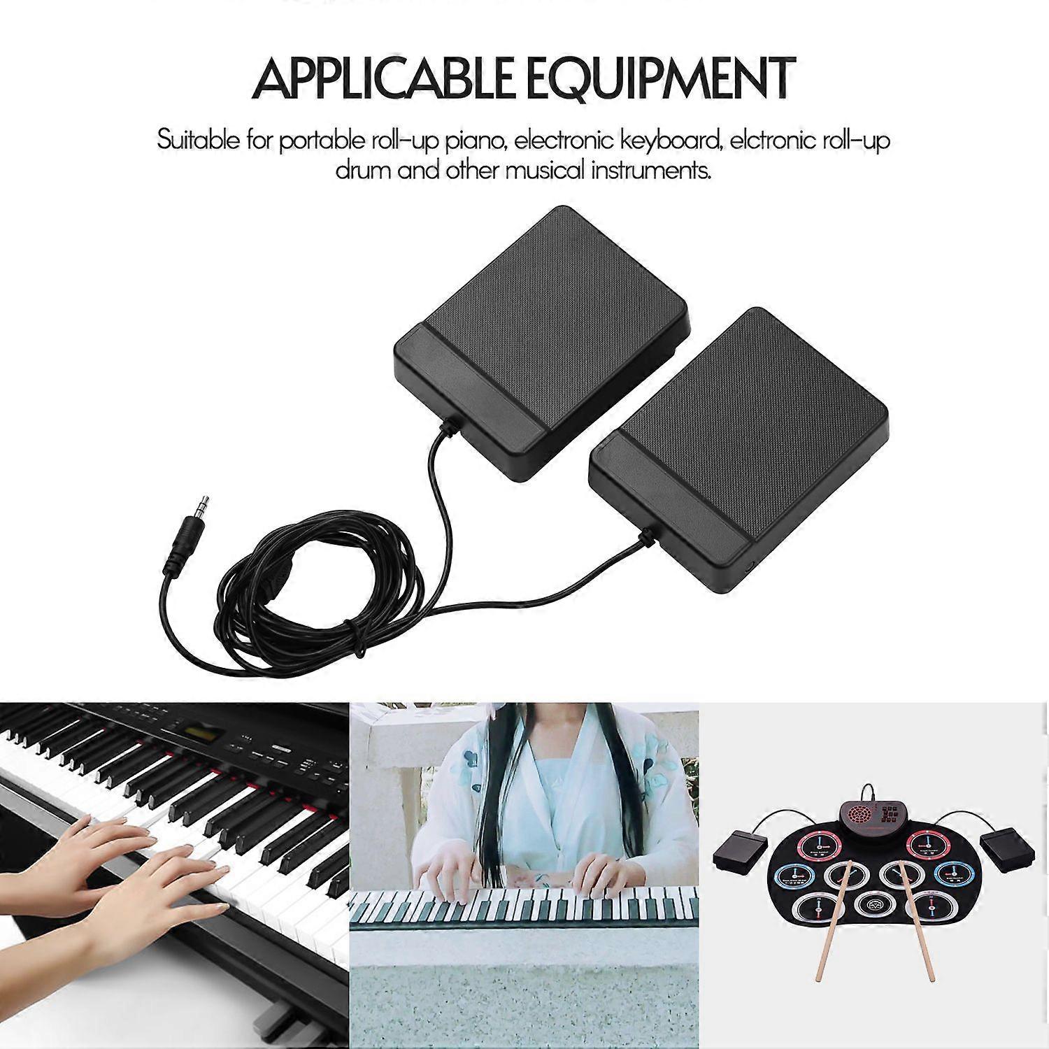 3.5mm Interface Compact Sustain Pedal Universal Dual Pedal for Musical Instruments Portable Folding Piano Electronic Keyboard Electronic Foldable Drum