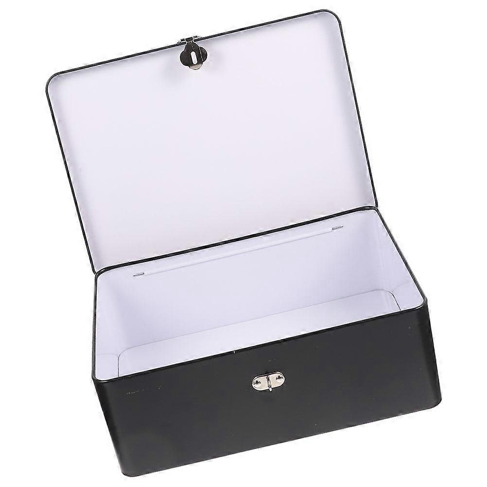 Black Tinplate Lockable Jewelry Box for Home Use Safe and Durable with 4 x 3 x 2.5 inches