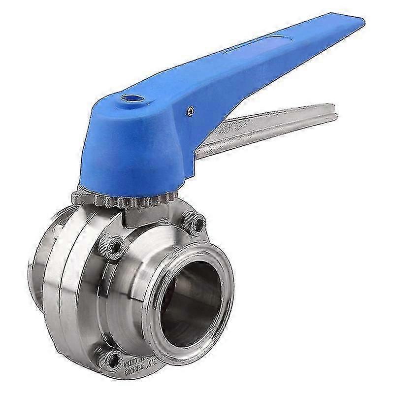 Vanne papillon tri-clamp en acier inoxydable 304 avec poignée de déclenchement bleue - 1,5 pouce