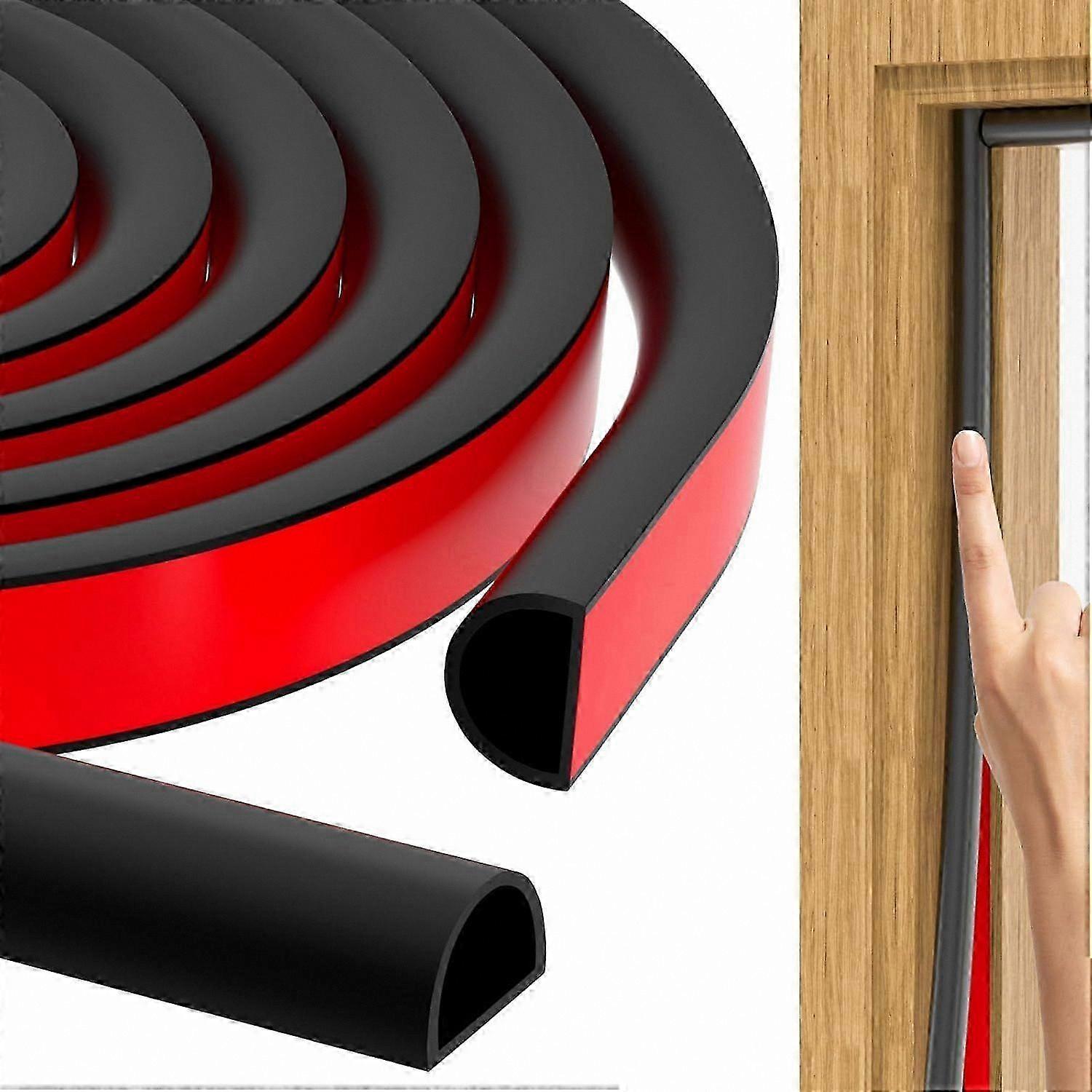 10M Self-Adhesive Silicone Door & Window Seal Strip for Draft Proofing, D-Shaped Weather Stripping for Home Use