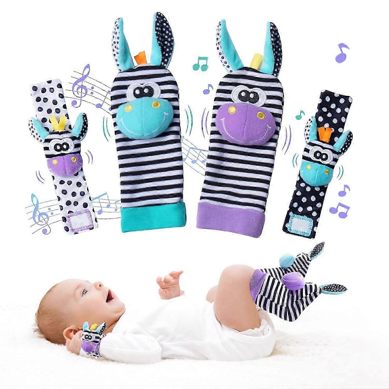 Baby Wrist Rattles Foot Finder Socks Set, Infant Rattle Socks and B...