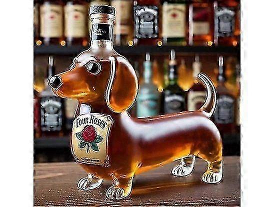 Dachshund-themed Whiskey and Wine Bottles: Unique Decor for Bar, Home, and Office