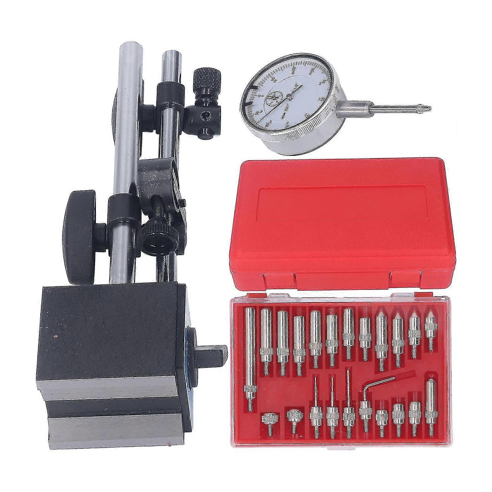 Adjustable dial indicator set with magnetic base 0.01 inch