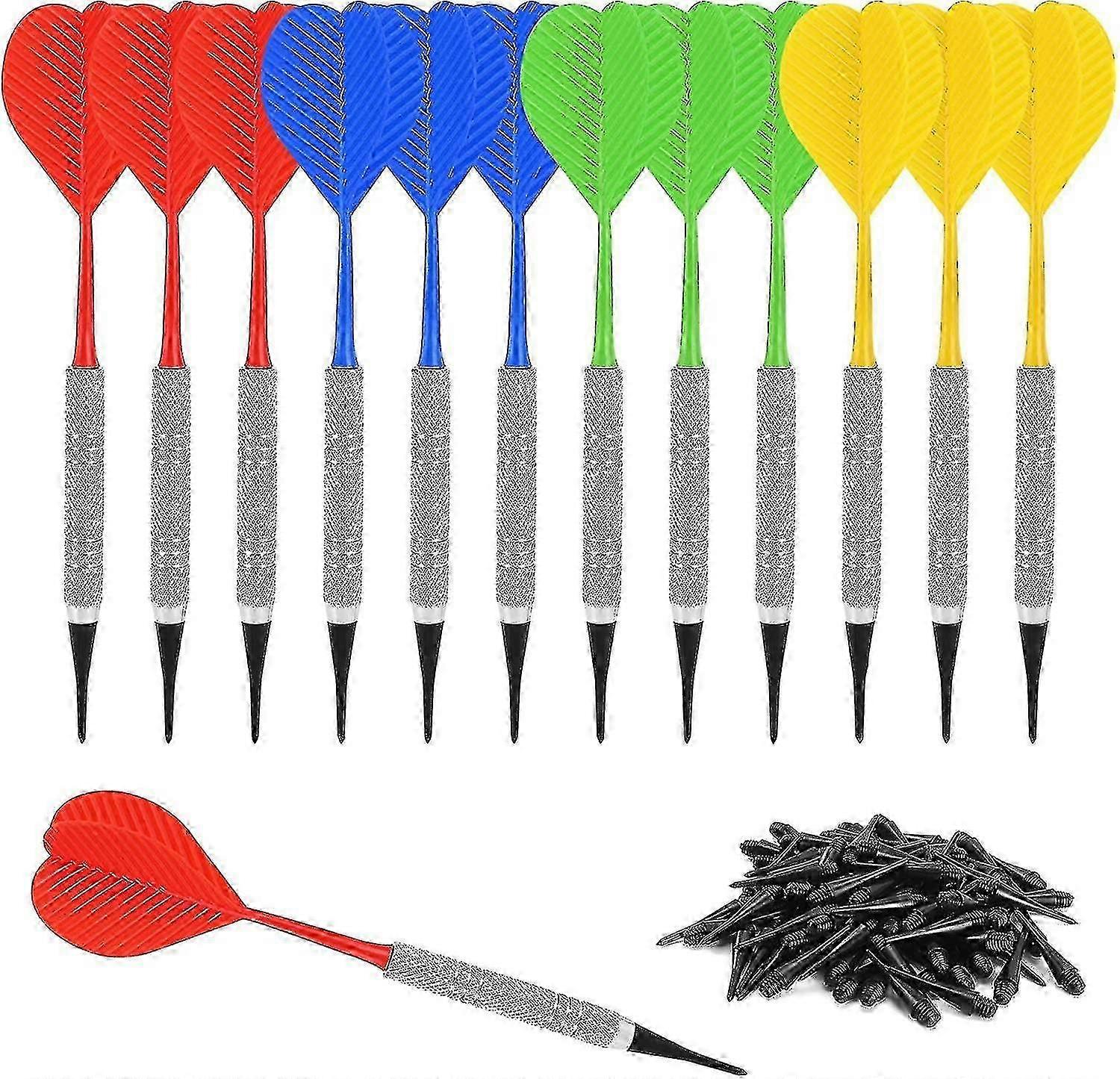 Soft Tip Darts - 12 Pcs with Additional 100 Black Replacement Points for AAA Batteries