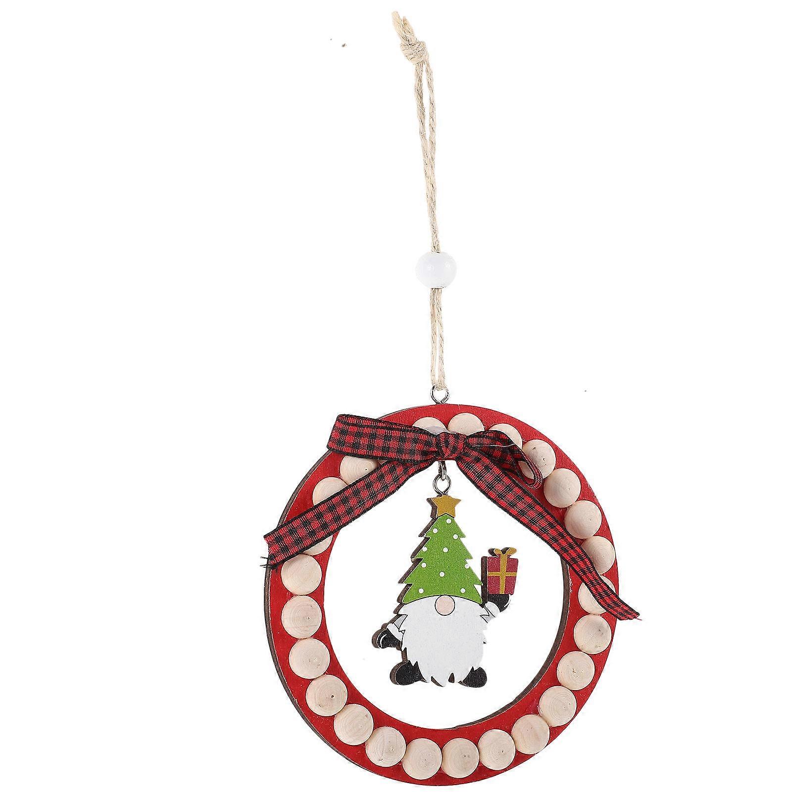 Xmas Theme Cartoon Shape Wooden Christmas Tree Ornament Red 1Pack