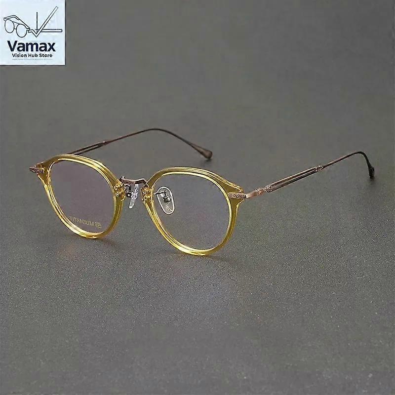 Women Men Trendy Acetate Small Frame Eyeglasses Pure Titanium Prescription Lenses Anti Blue Light Student Reading Glasses