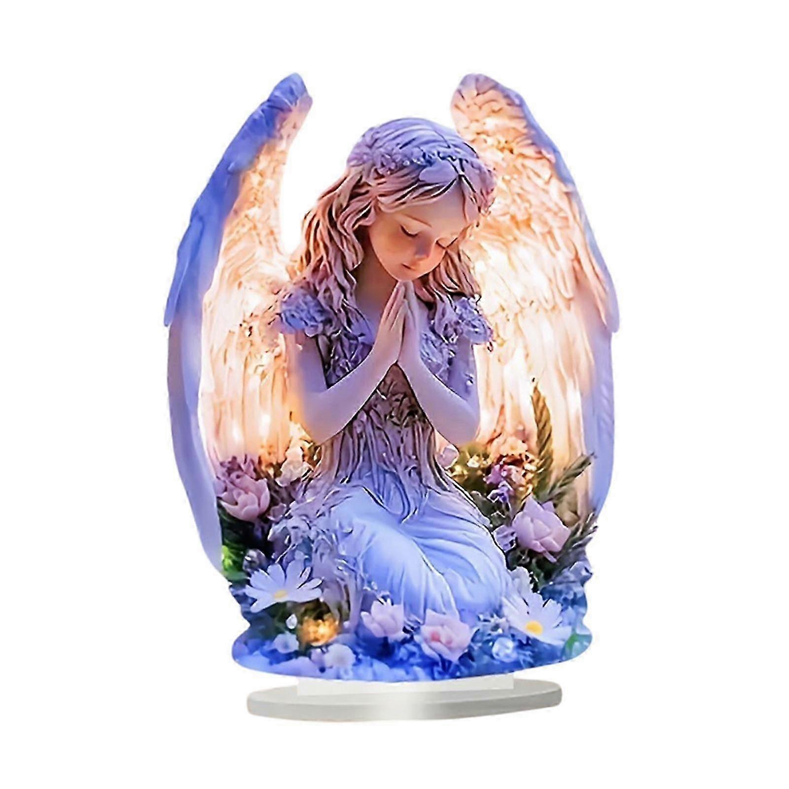 Praying Angel Acrylic Sign 2D with Base Desktop Ornament for Table Desk Cafe Style A