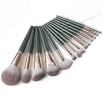 Pennelli per il trucco professionali Set 14 pezzi ombretto verde miscelazione strumenti cosmetici| Applicatore ombretto