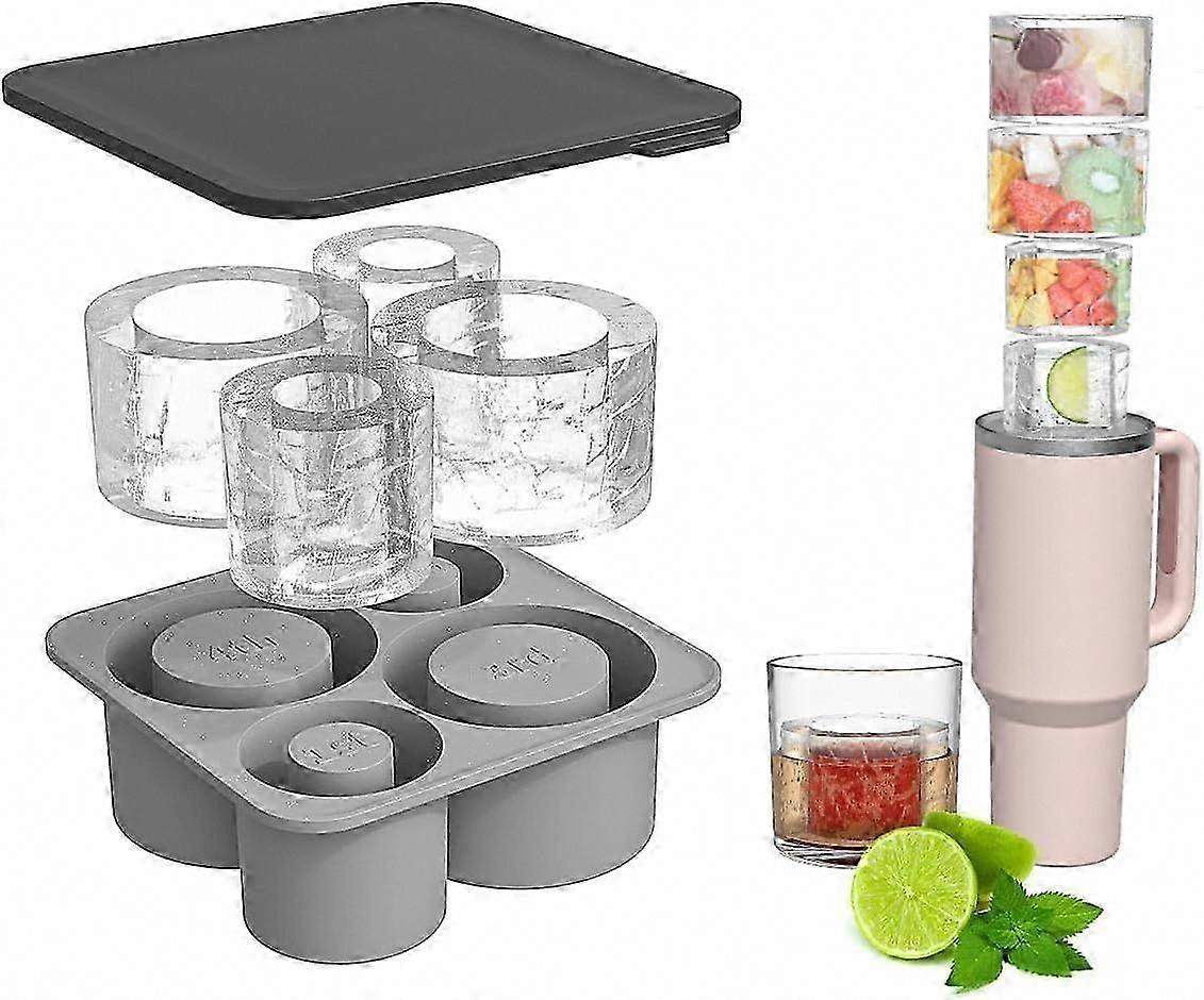 Stanley Cup Ice Cube Tray with Lid, Large Silicone Mold for 20Oz 30Oz 40Oz Tumbler Travel Mug