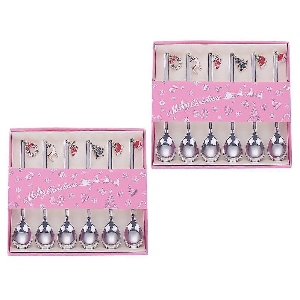 Stirrer Spoon Pendant Spoon for Kitchenware Silver Stainless Steel Stirring 12Pcs