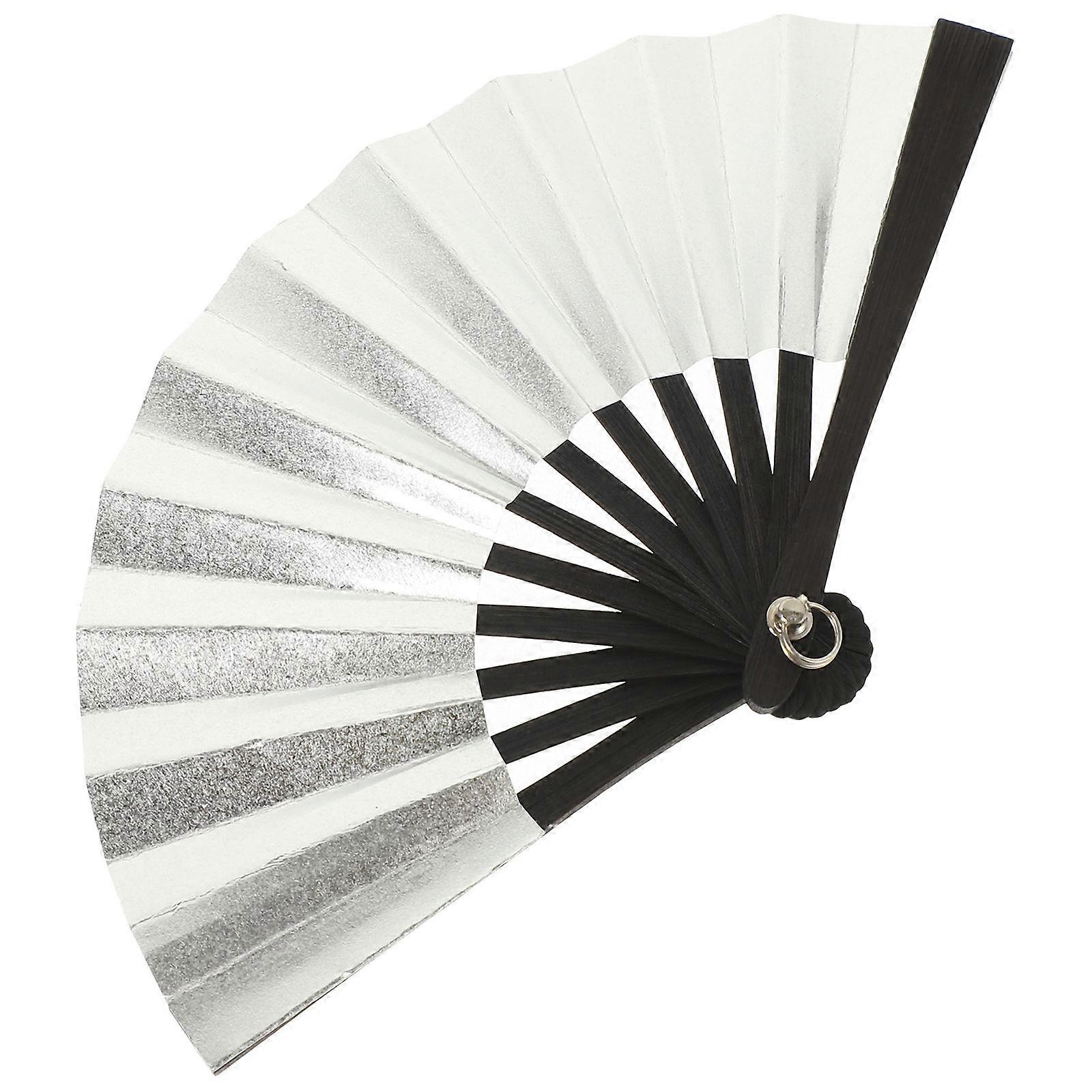 Miniature Handheld Folding Fan for Decoration 4Pcs Silver DIY Photography Prop